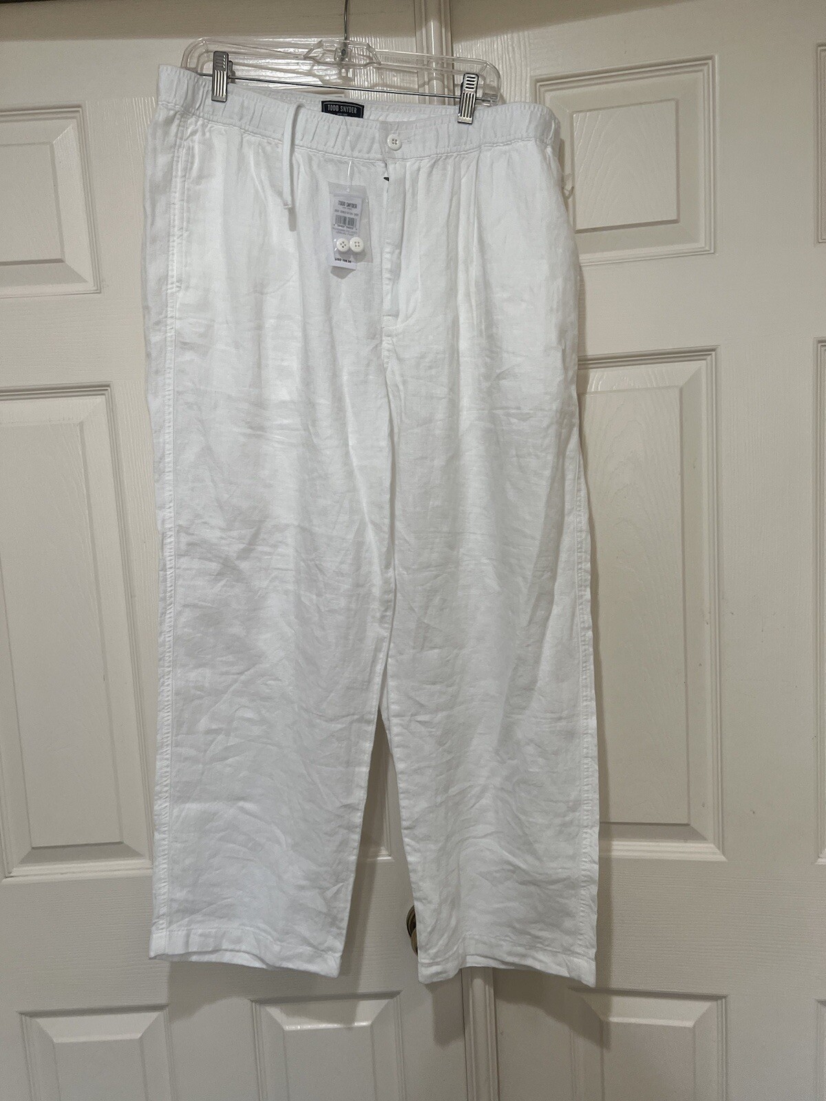 Todd Snyder Italian Linen Men’s Relaxed Leisure Beach Lagenlook White Pants XL
