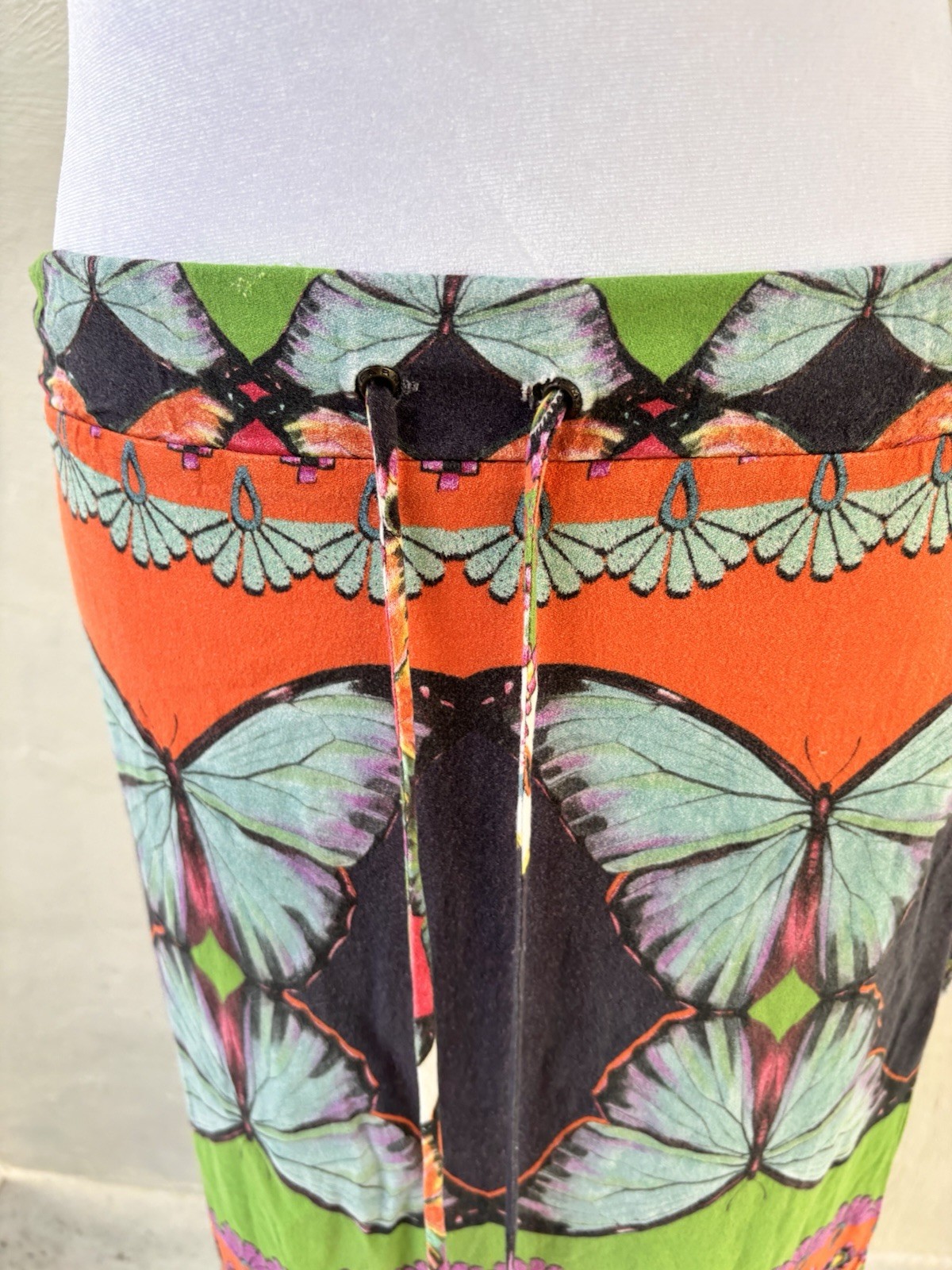 Farm Rio Multi-patterned Butterfly Print Long Maxi Skirt Drawstring Waist Size S