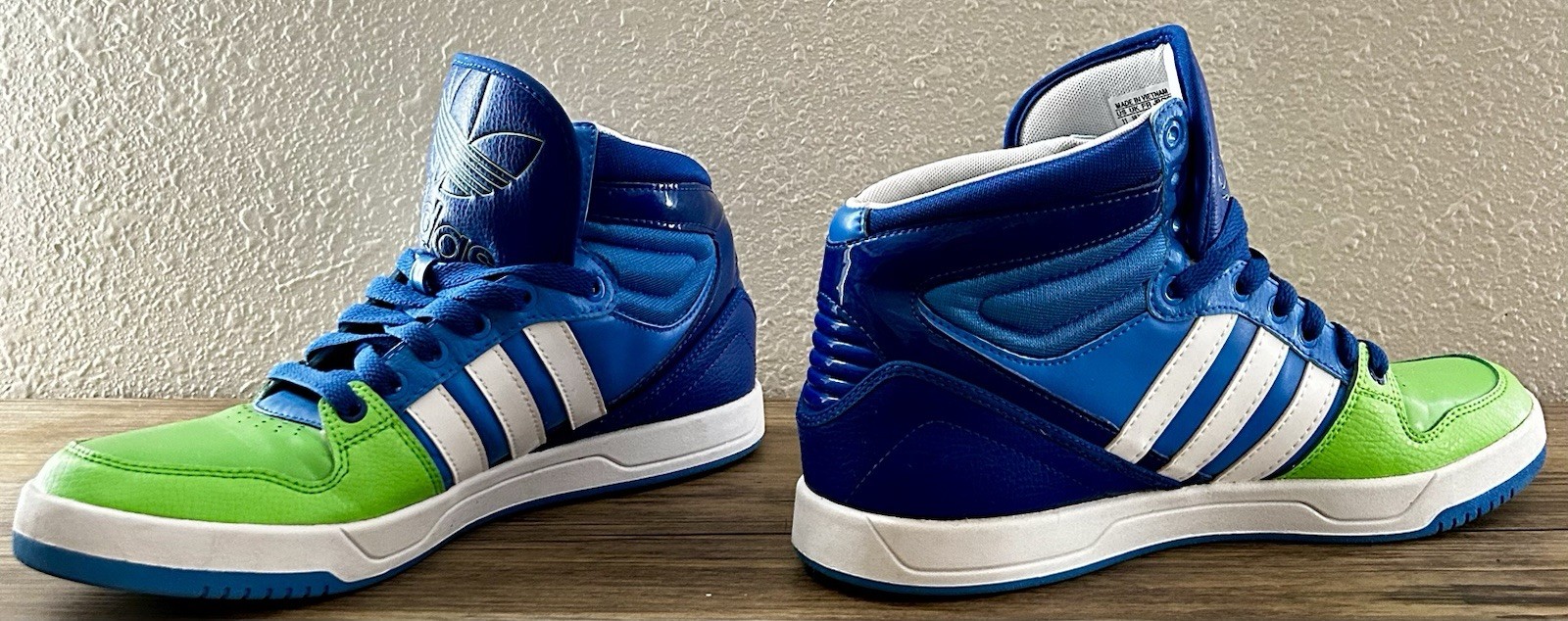 Adidas Blue/Green/White Colorblock Mid Top Lace-Up Sneakers G99390