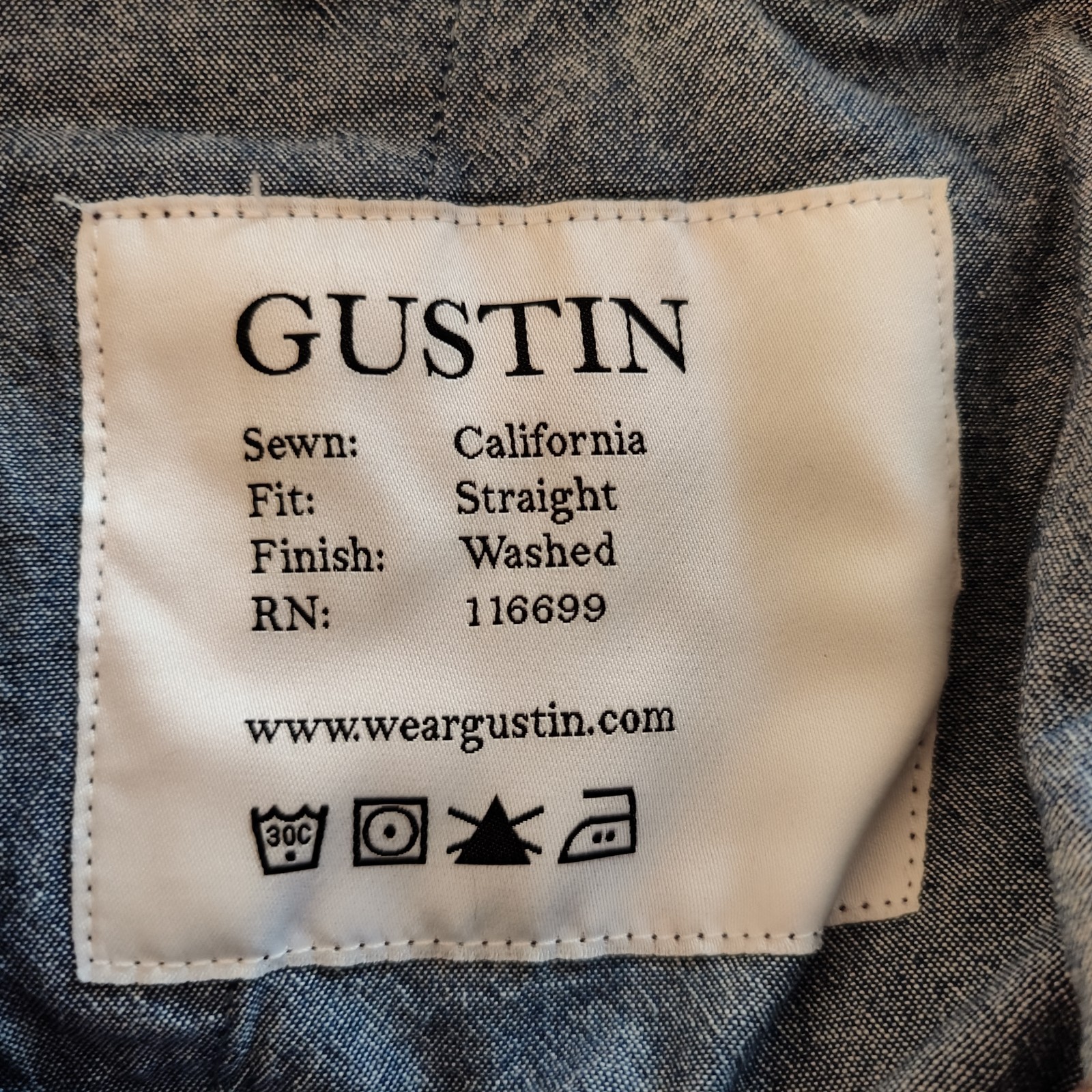 Gustin Chambray Chino Pants 38×36 Straight Washed Purple Cotton Twill USA #118