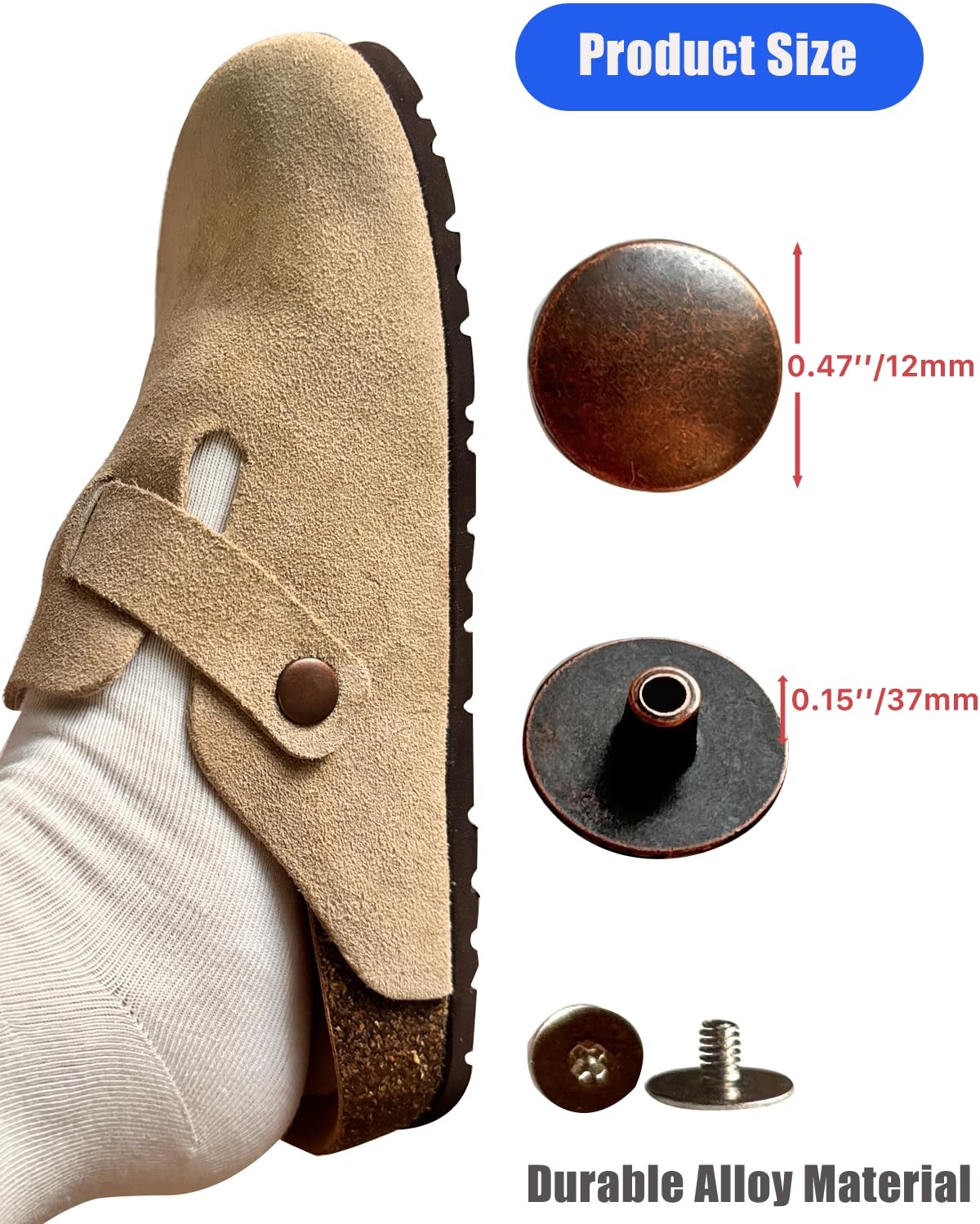 Lopau Replacement Rivets for Birkenstock, 6 Sets Clogs Button Rivet Bronze