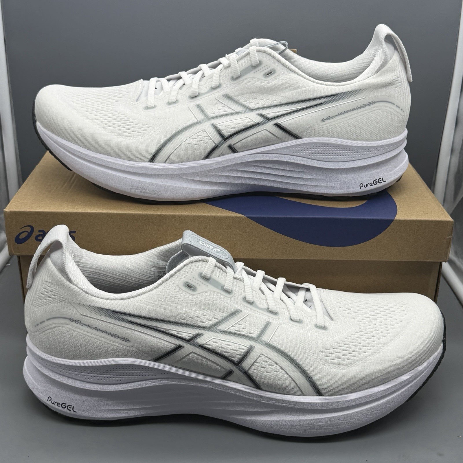 Asics Gel Kayano 32 Mens 15 D Running Shoes Gym Training White Pure Silver NWB!