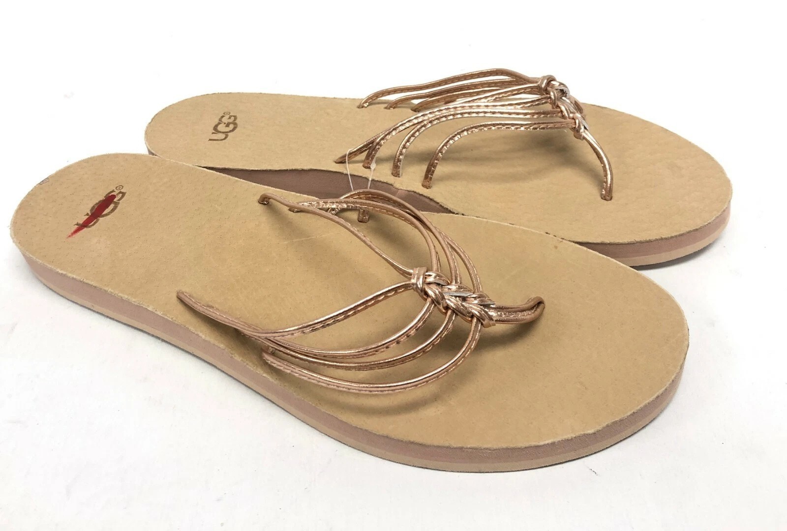 UGG Australia Heina Metallic Rose Gold Sandals Flip Flops 1092267 Size 7