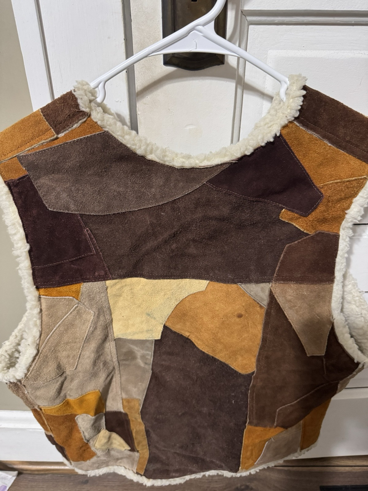 Steer Brand Leather And Wool Vest -made In Mexico