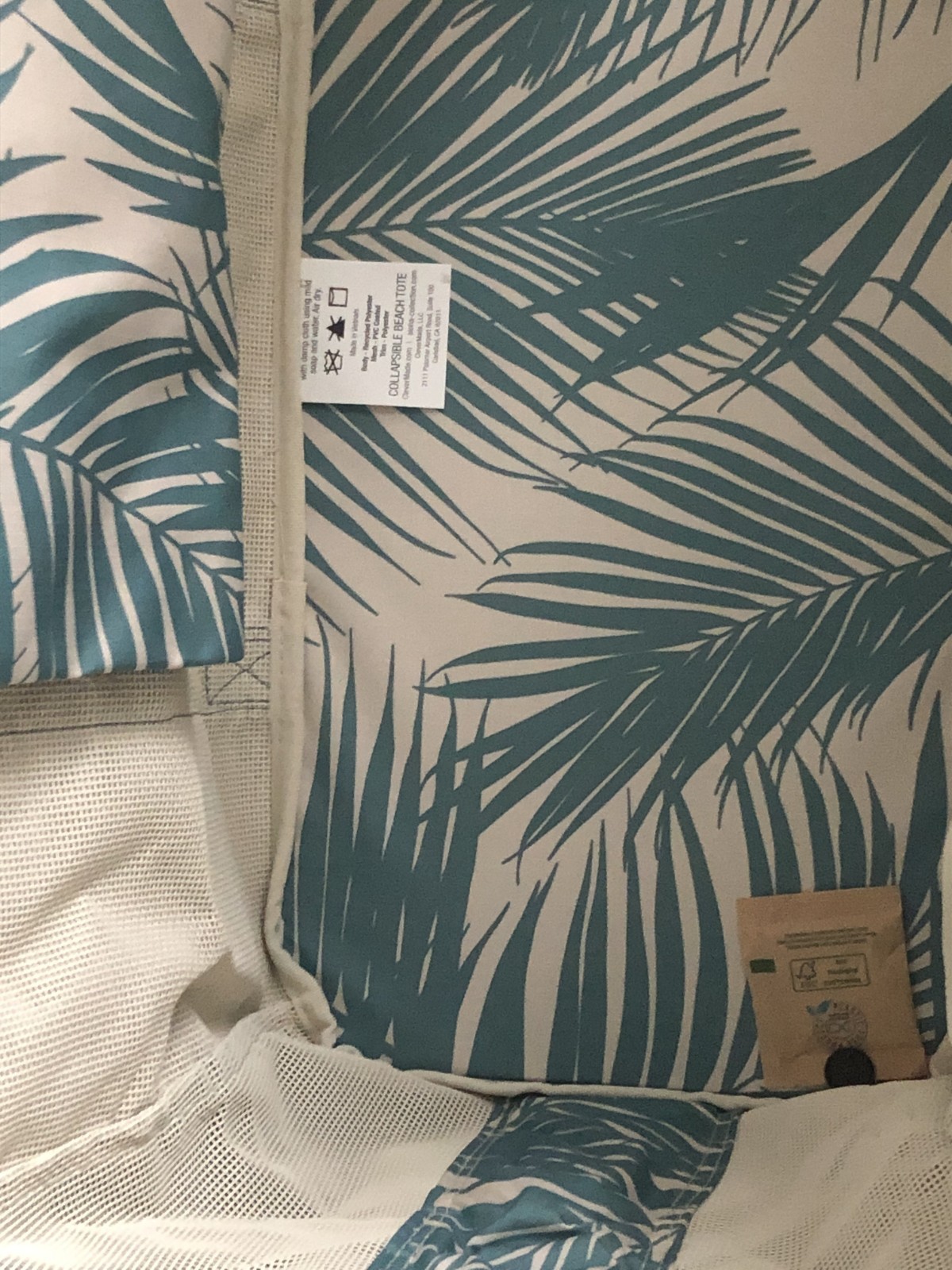 aloha clevermade collapsible beach tote Teal/Floral Design, New