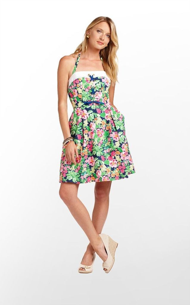 LILLY PULITZER DRESS SZ 10 TONI GET WAY GARDEN PARTY CORSET HALTER FIT & FLARE