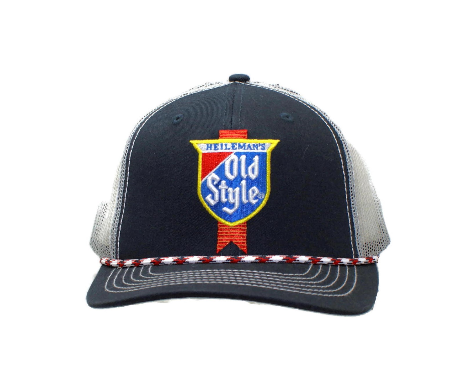 Heileman’s Old Style 3D Embroidered Navy Cap with Braid Washed Cotton Twill Hat