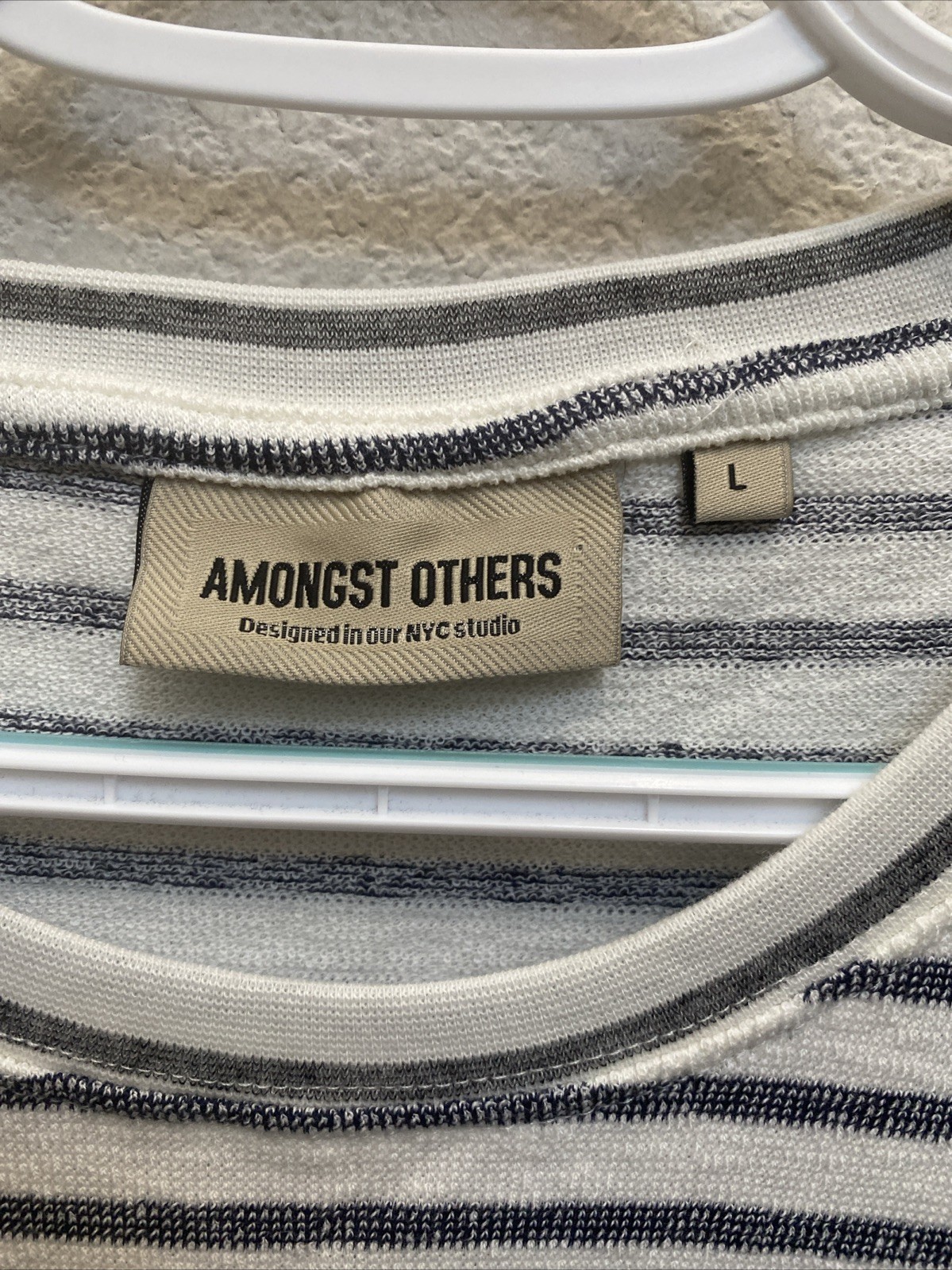 Amongst Others Men’s Large White Crew Neck T-Shirt Boxy Fit Drop Shoulder NWT