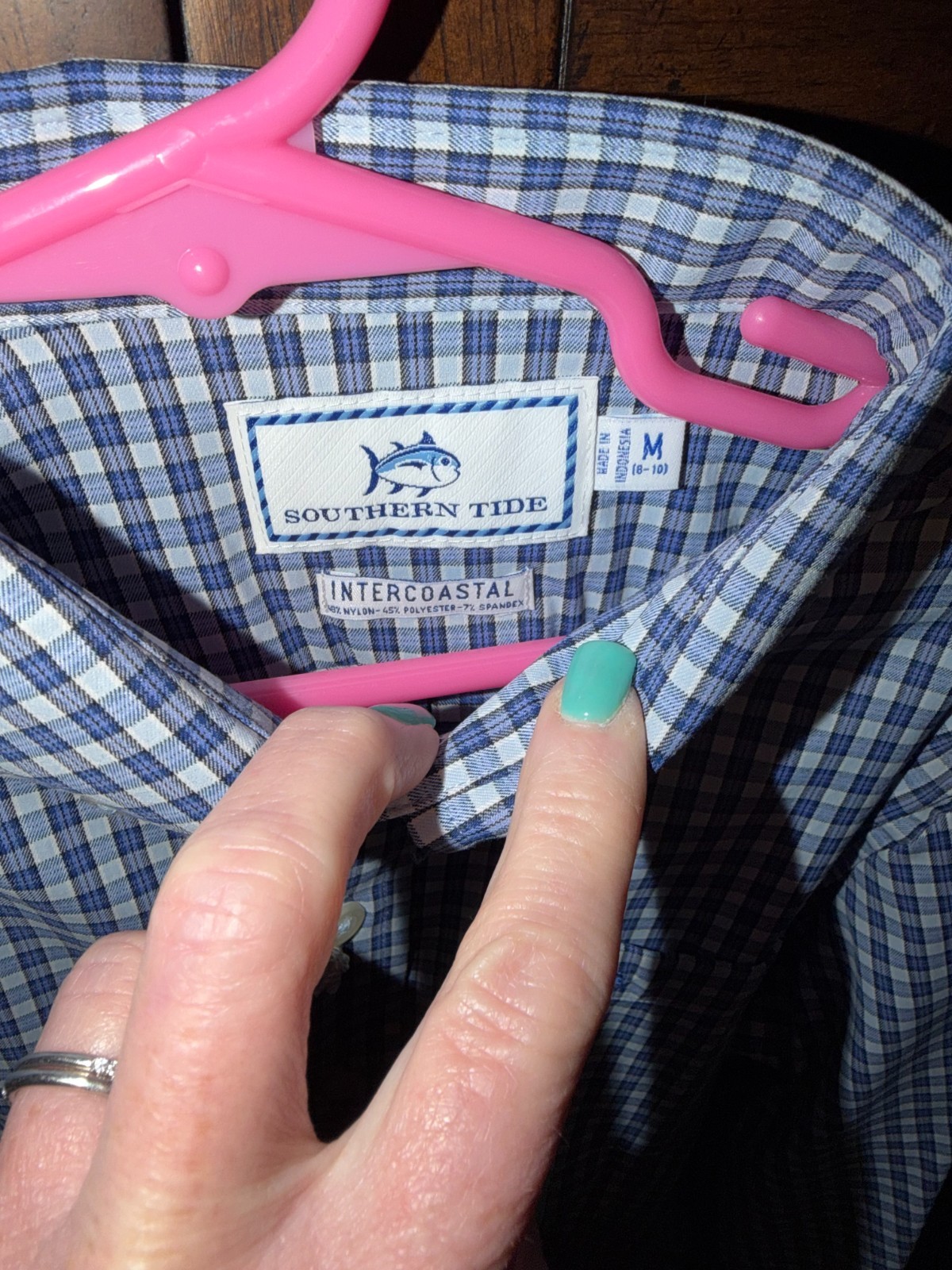 Boys SOUTHERN TIDE Intercoastal Stretch Plaid Button Down Shirt M (8-10)
