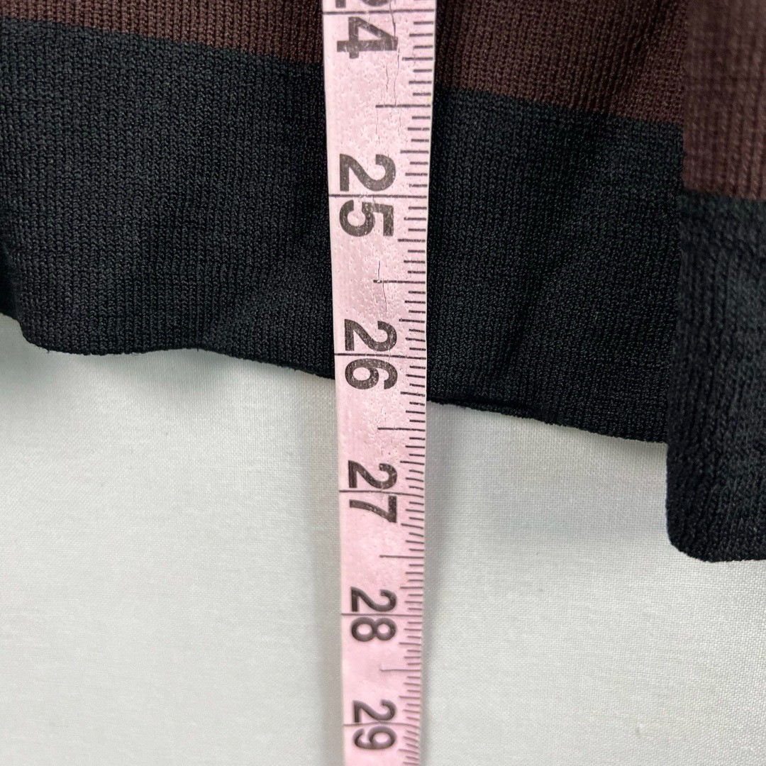 Harvé Benard Womens Small Cardigan Stretch Knit Brown Black Button Up Pockets