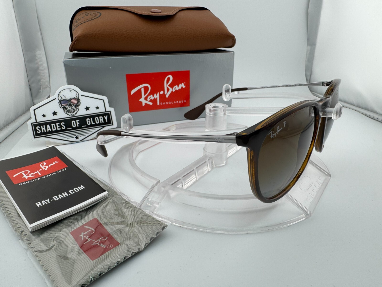 RAY-BAN ERIKA RB4171 710/T5 HAVANA BROWN GRADIENT POLARIZED SUNGLASSES 54MM NEW