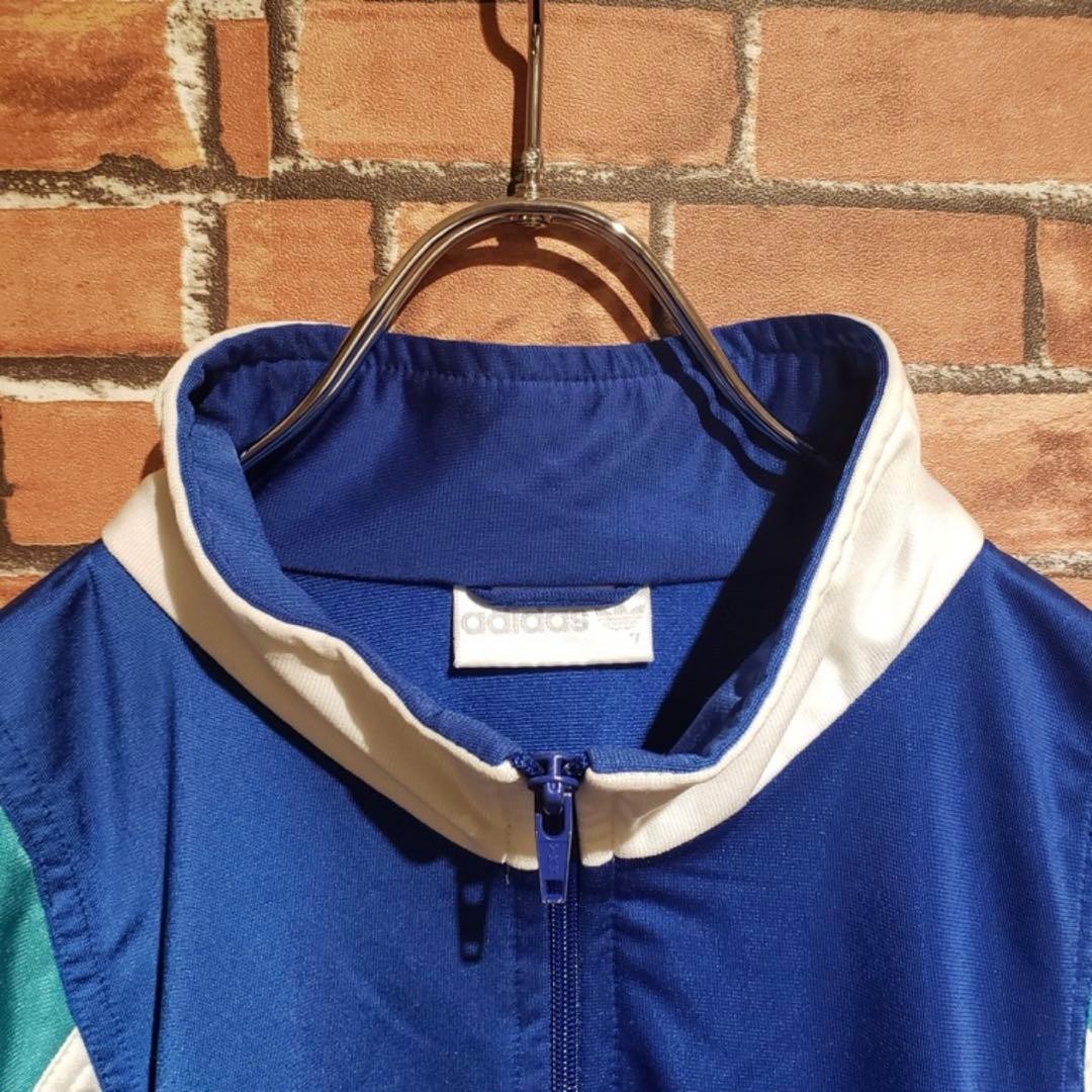 80s Adidas Trefoil Track Jacket Vintage L Blue Embroidered Made Singapore