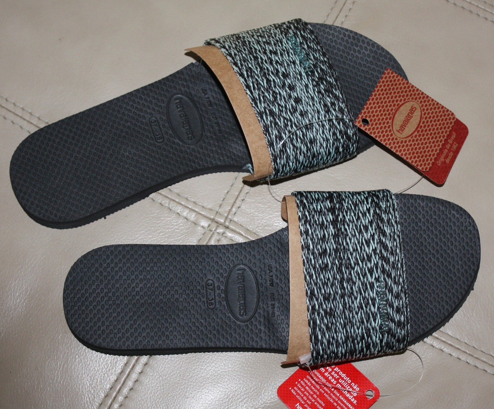 Havaianas You Malta Flip Flop Sandal Women’s Size 7/8 black / Blue Sky