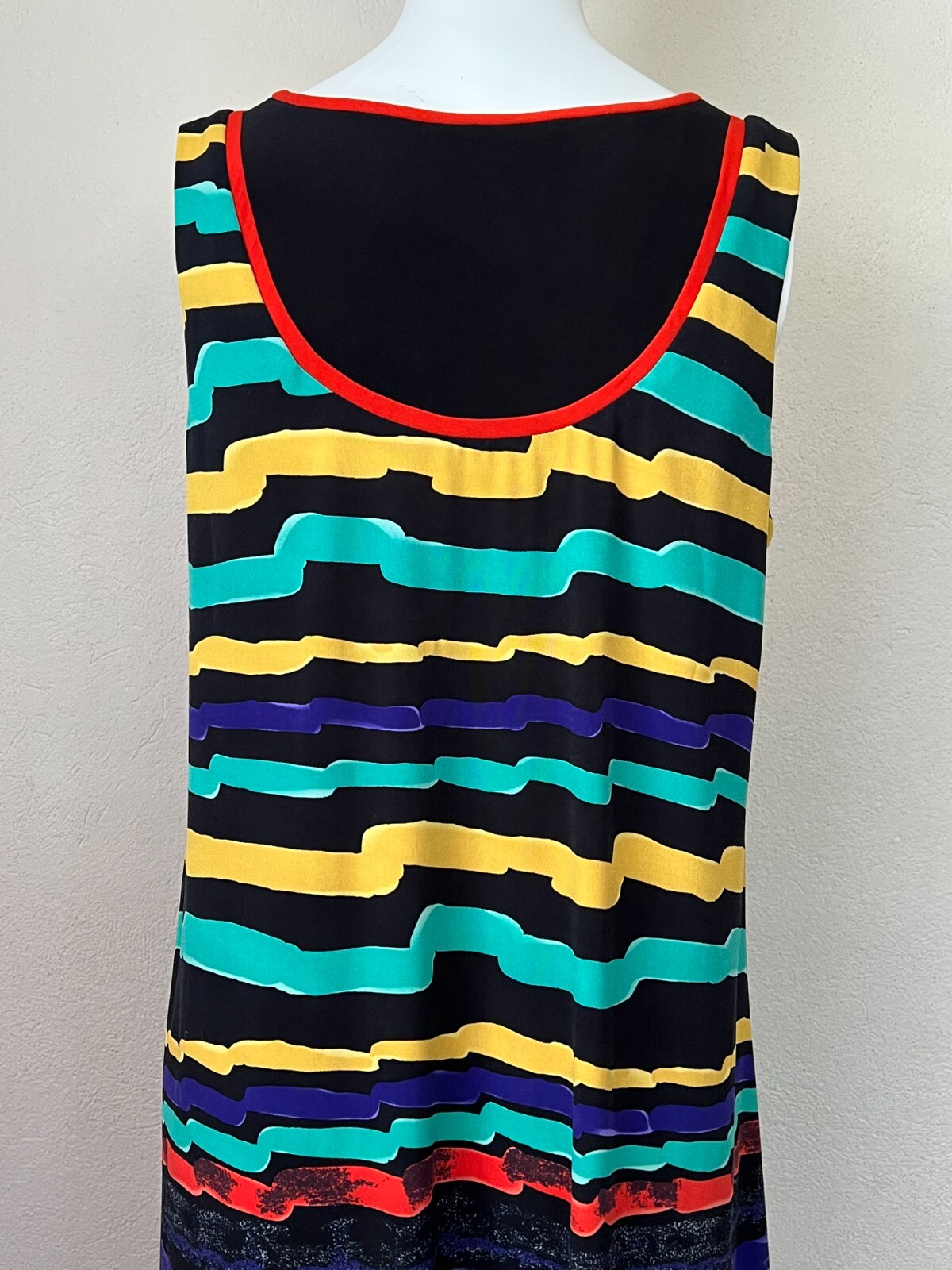 Leona Edmiston Ruby Dress Size 3 | 14 Black Yellow Green Blue Red Stripe Party