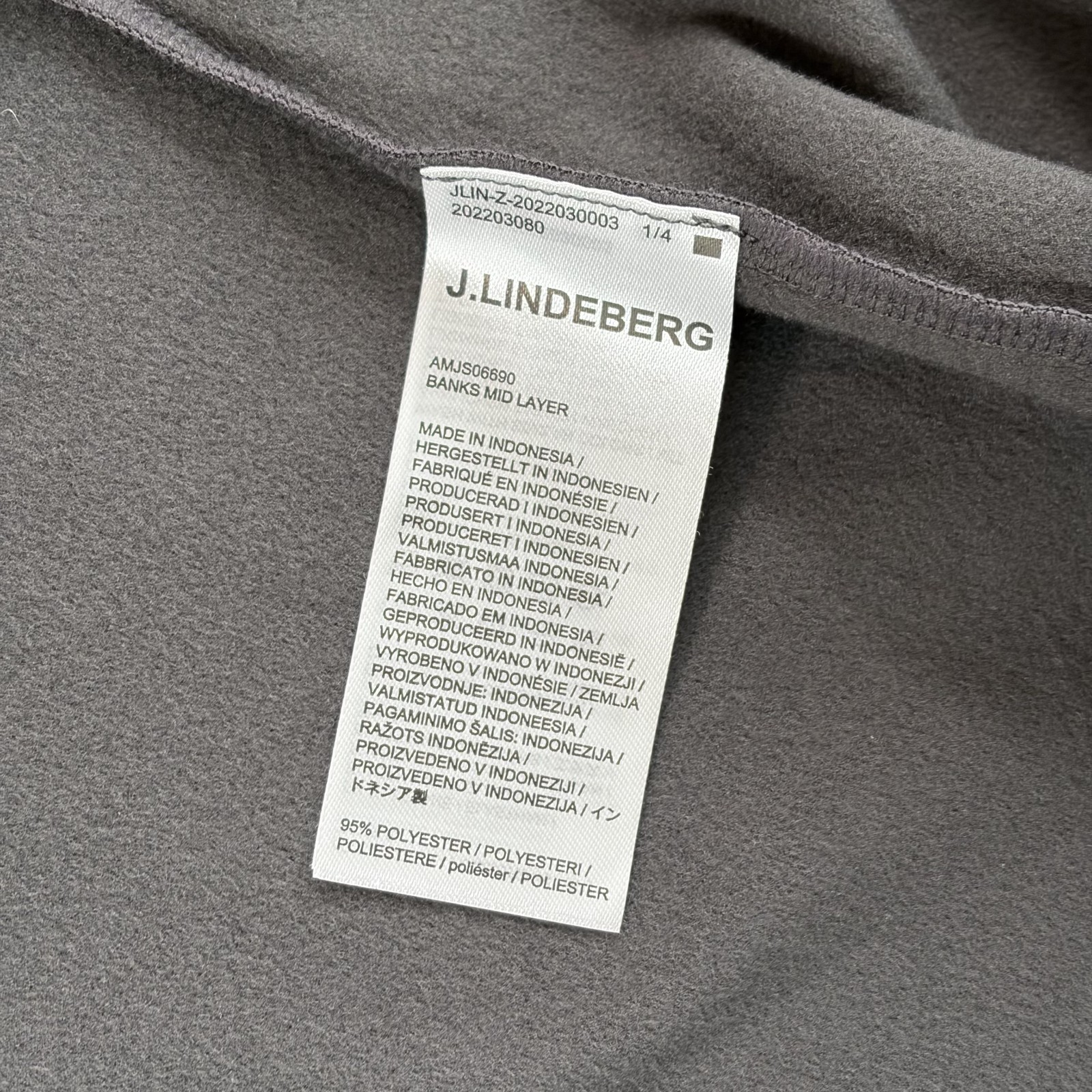 J.Lindeberg Banks Full Zip Mid Layer Golf Jacket in Volcanic Ash Men Medium NWOT