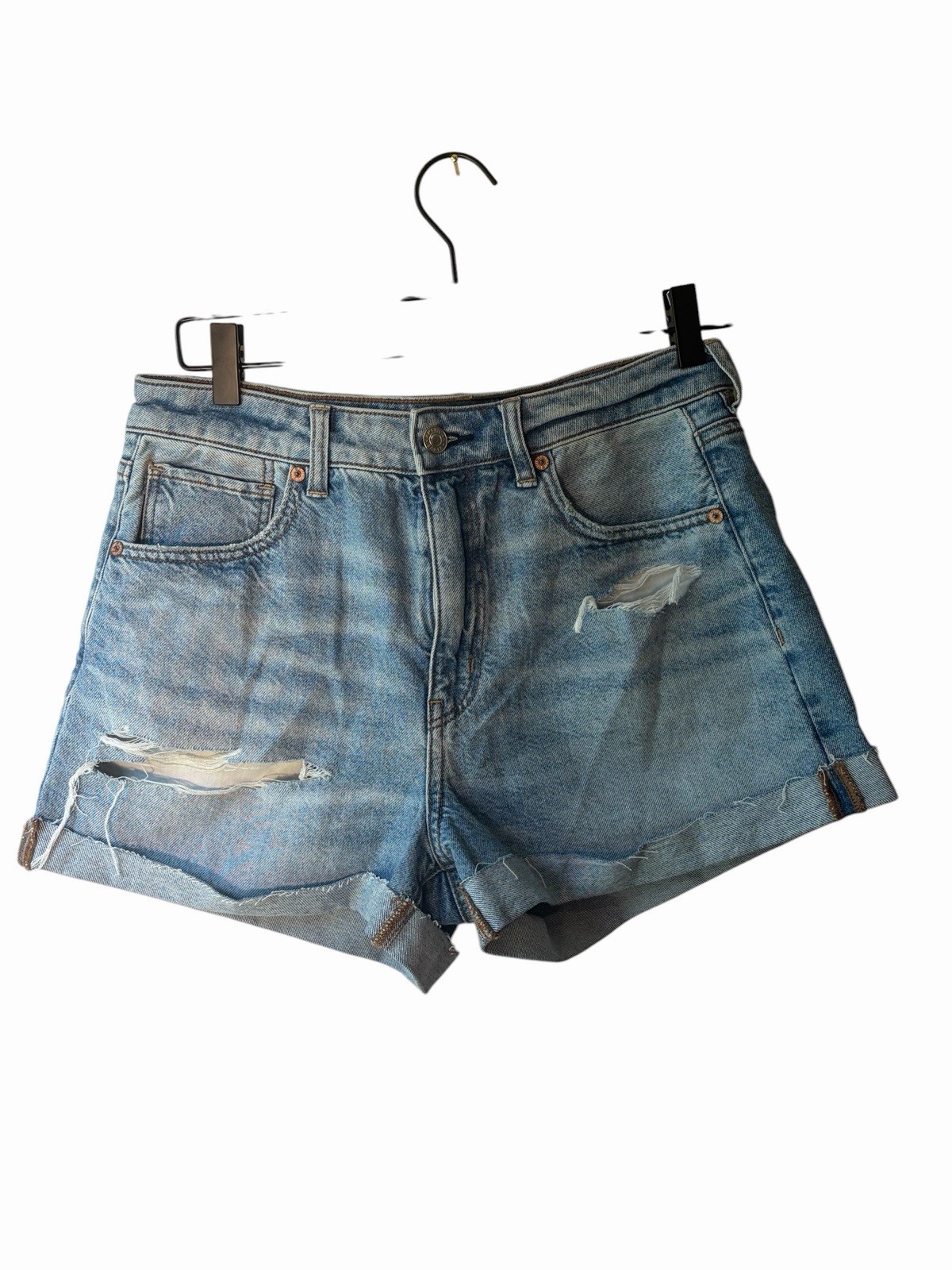 American Eagle Mom Short Women’s Blue strigid Denim Shorts Size 6 light wash