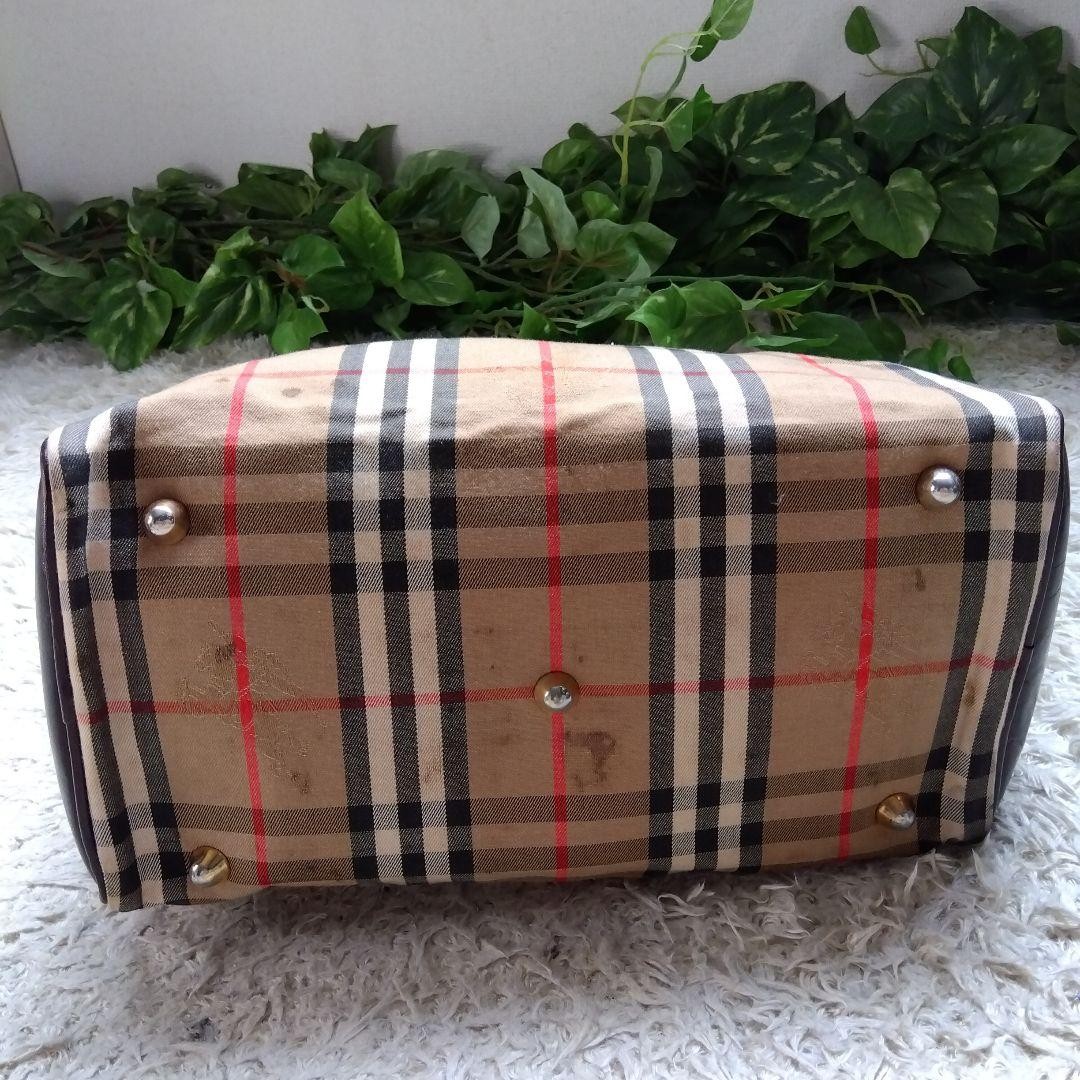 Burberry Mini Barrel Bag Nova Check Leather Beige Brown 11.4×7.9×6.3in Used