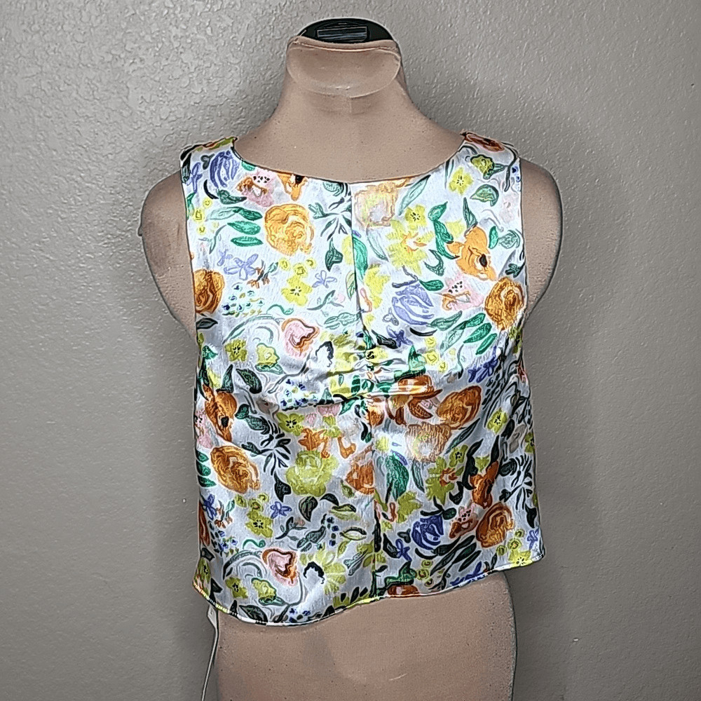 NWT Omnes Tessa Crossback Top Bouquet Floral Print White 8