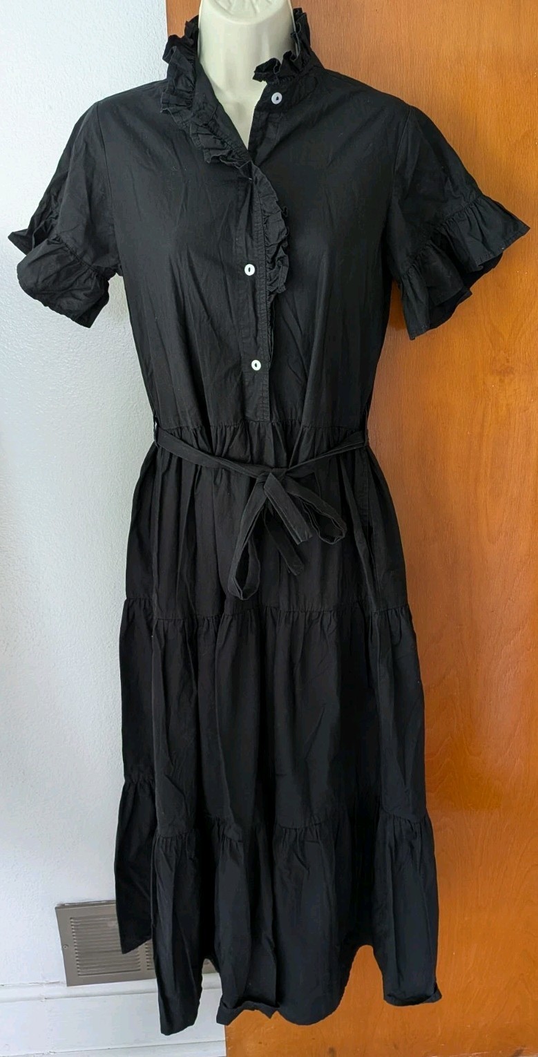 Mille Resort Victoria Tiered Maxi Ruffle Black Dress Womens Size XS