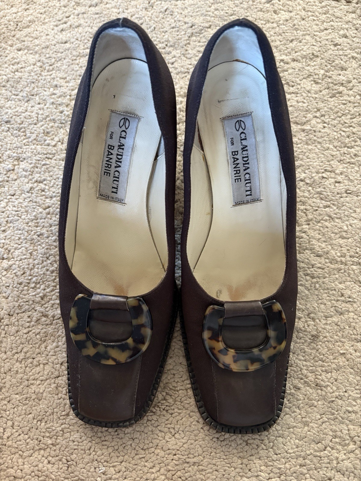 Claudia Ciuti Banrie Brown Pump Tortoise Shell Buckle EU Size 37 US Size 6.5-7