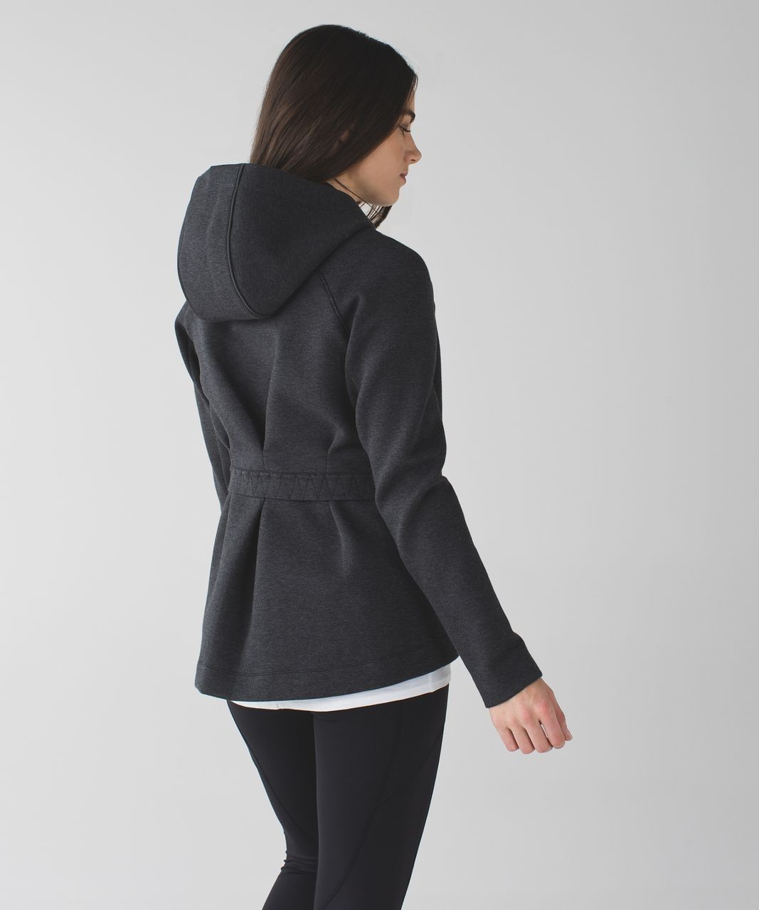 Lululemon 8 &go Skyline Jacket Heathered Black Full Zip Pleated w Hood MINT Cond