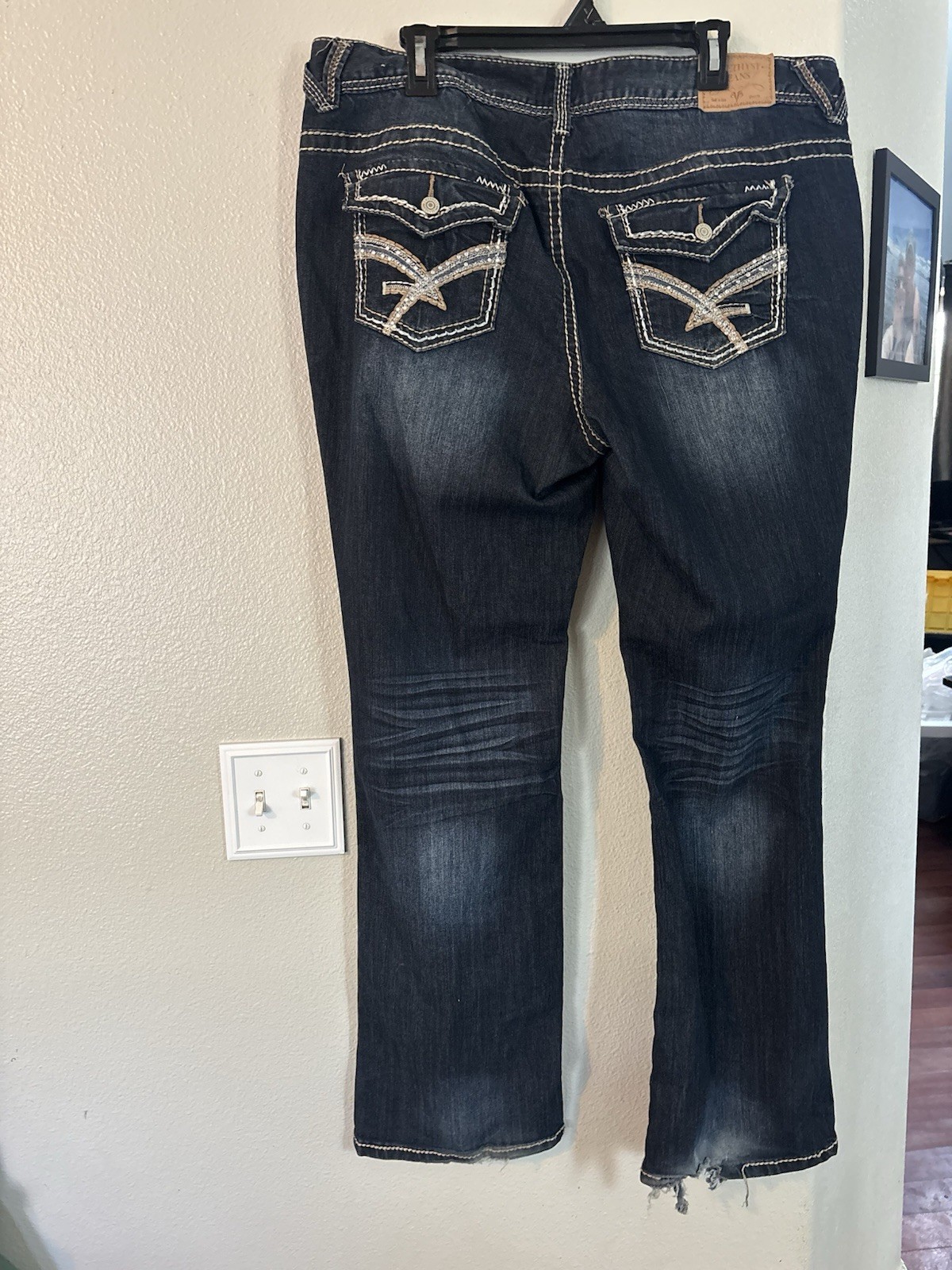 Amethyst Plus Size 18 Jeans Dark Wash Thick Stitch Bootcut Flare Stretch Curvy