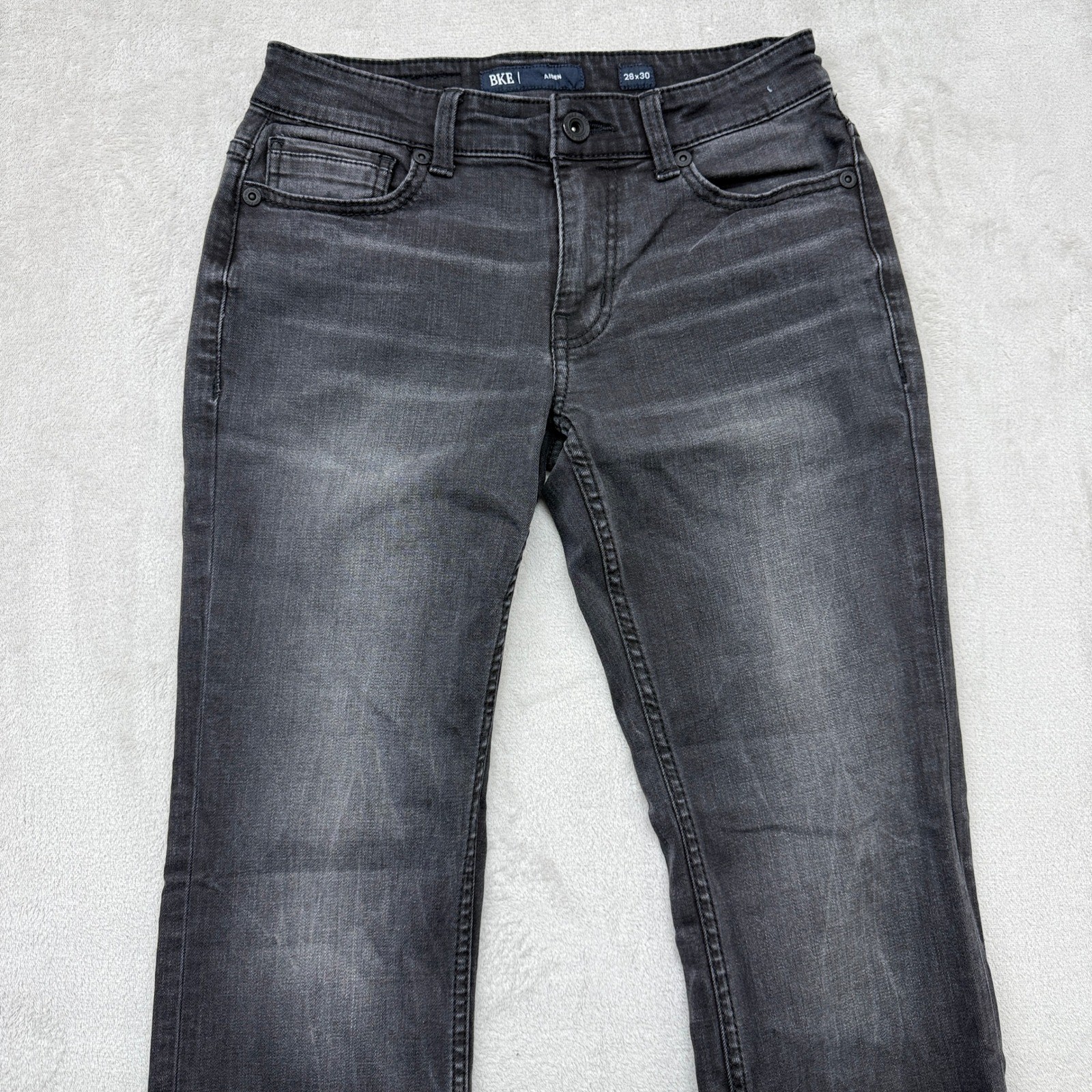 BKE Jeans Mens 28×30 Black Aiden Slim Straight Jeans Faded Stretch Denim Preppy
