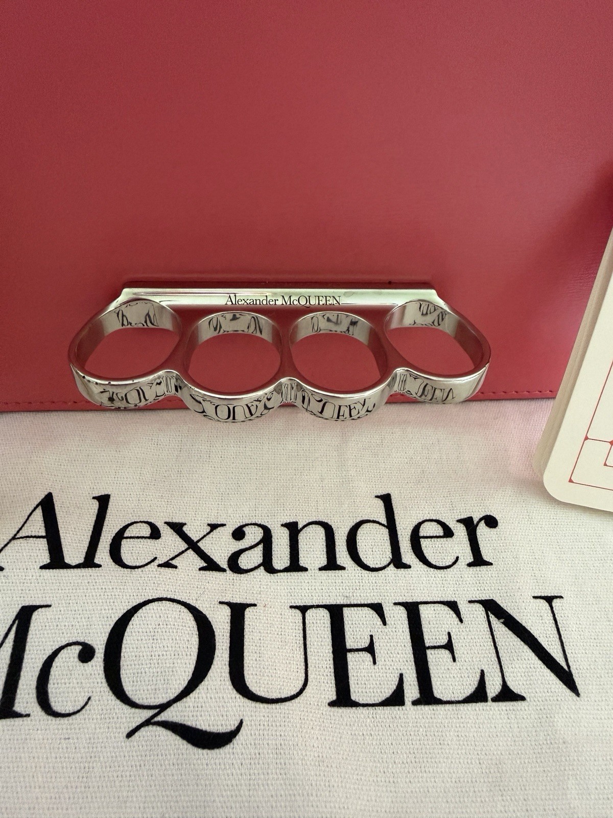 NWT Alexander McQueen Coral Crossbody Silver Hardware Magnetic Closure Dust Bag