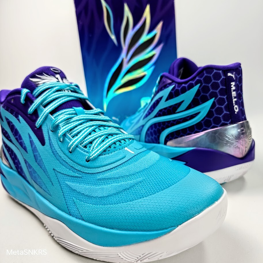 Puma MB.02 US 14 Men’s Purple Blue White Basketball LaMelo Ball 379779 01 New