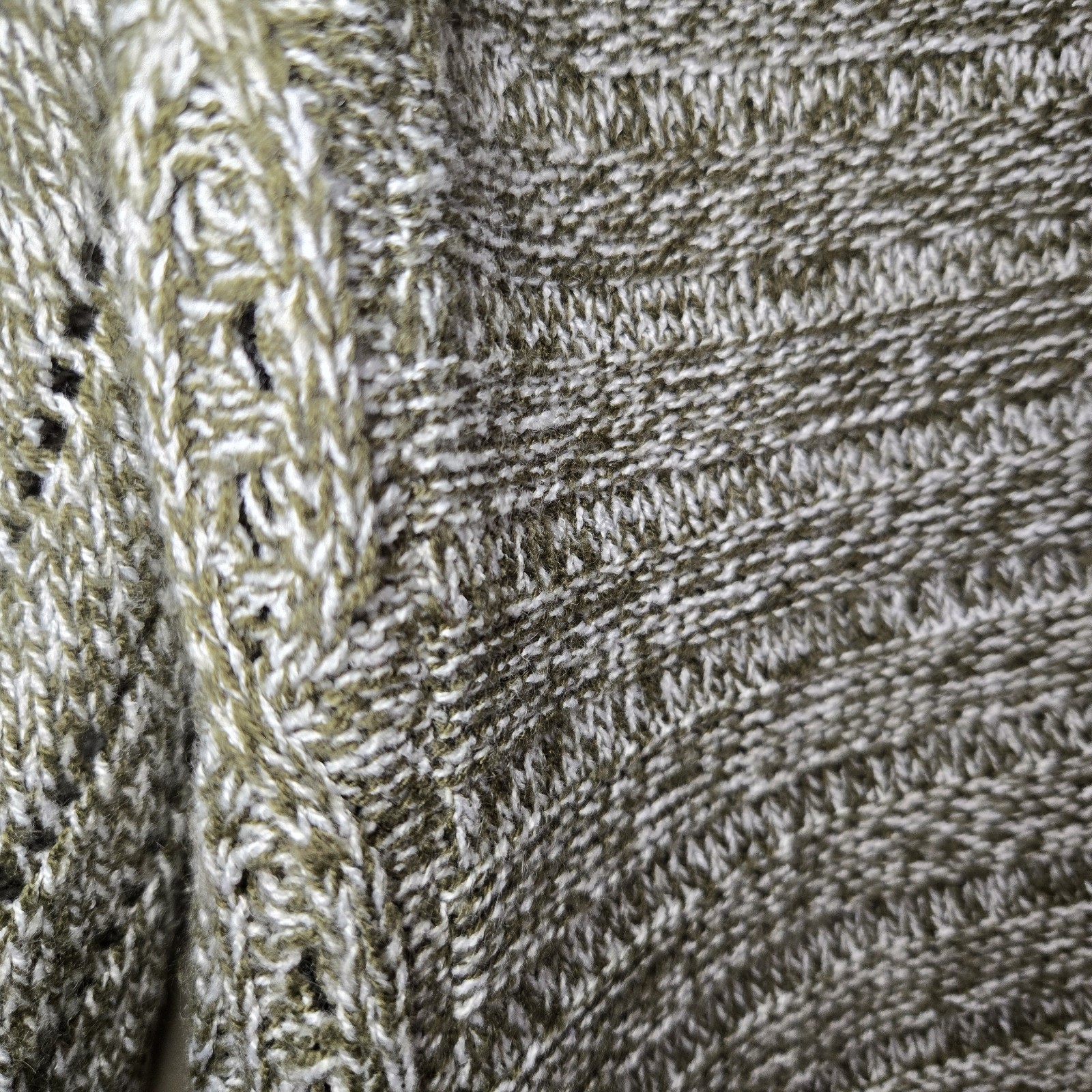 New York & Company Women’s Size Small Marled Knit Sweater 3/4 Sleeve Olive Cream