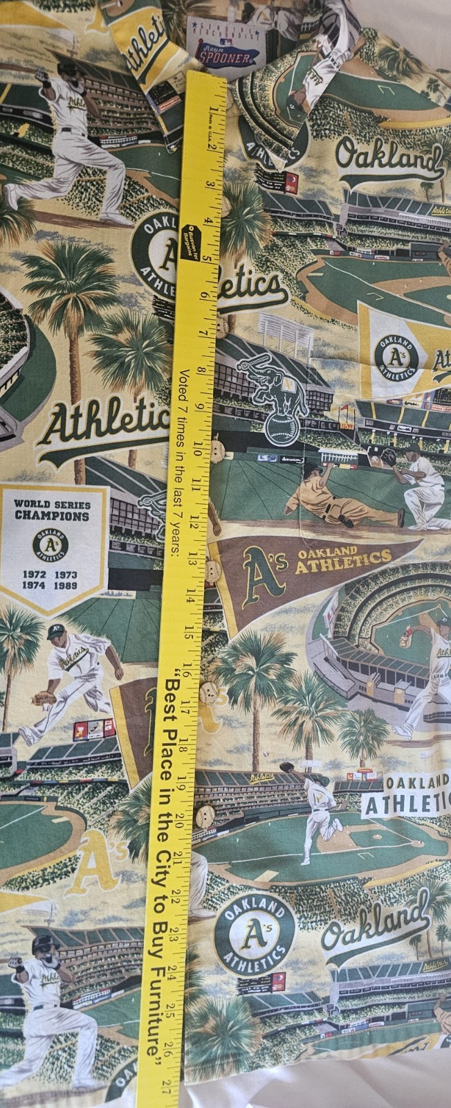 Reyn Spooner Oakland A’s Athletics MLB Baseball Hawaiian XL Shirt 100% Cotton