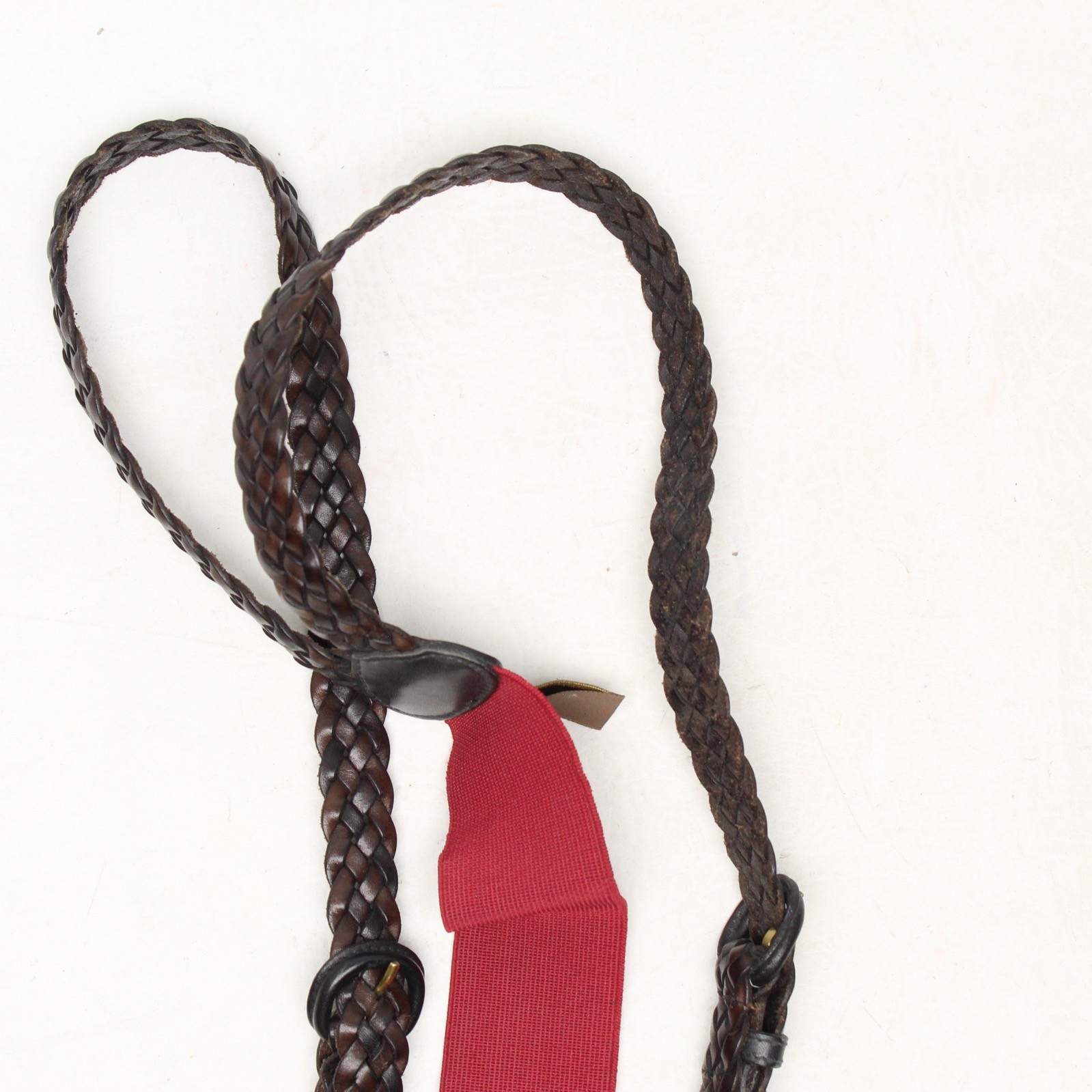 Trafalgar Braided Plaited Braces Suspenders Mens Dark Brown Thin Strap