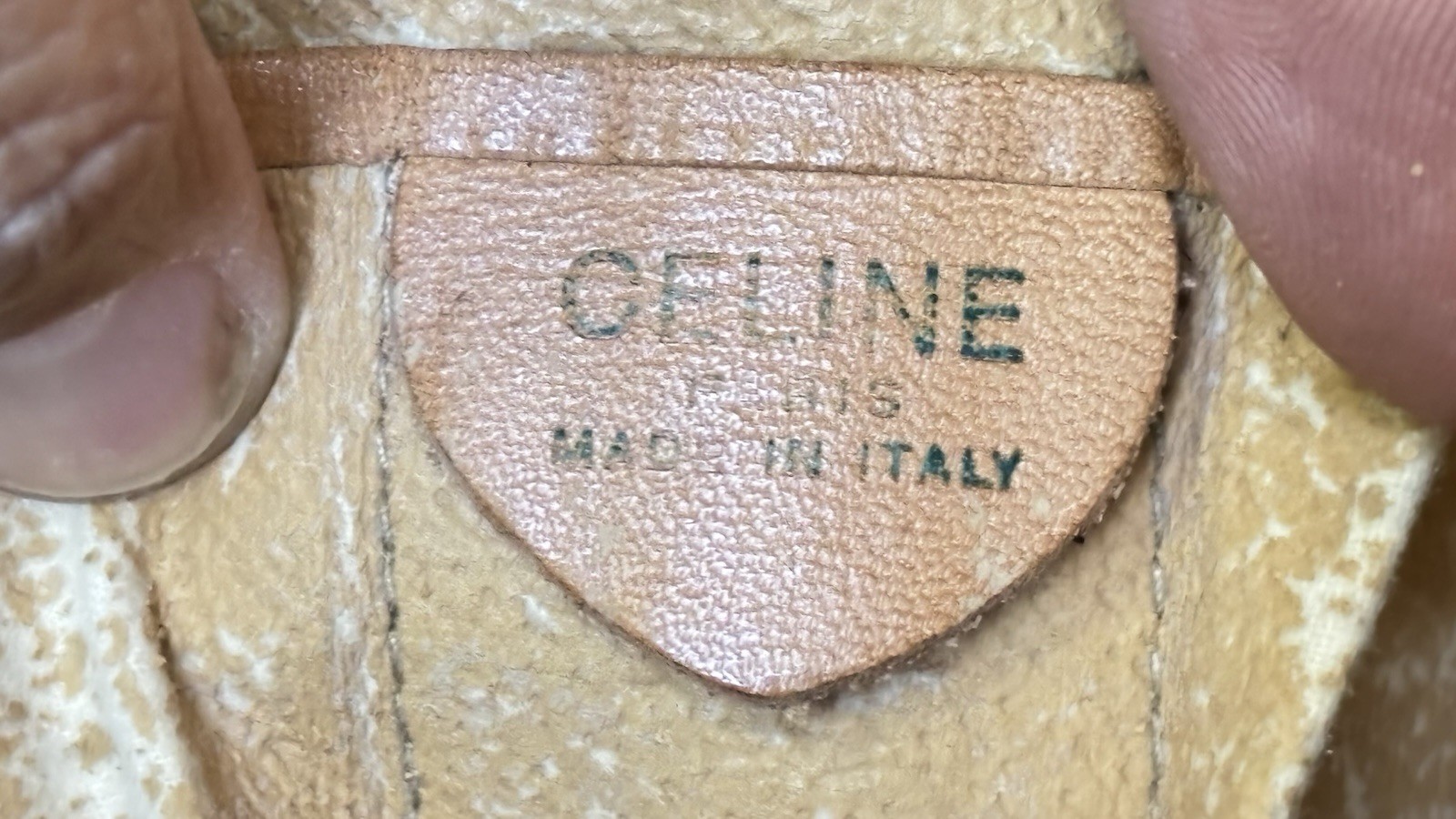 Authentic Celine Macadam Tote Bag Brown Coated Canvas Leather Italy Shopper