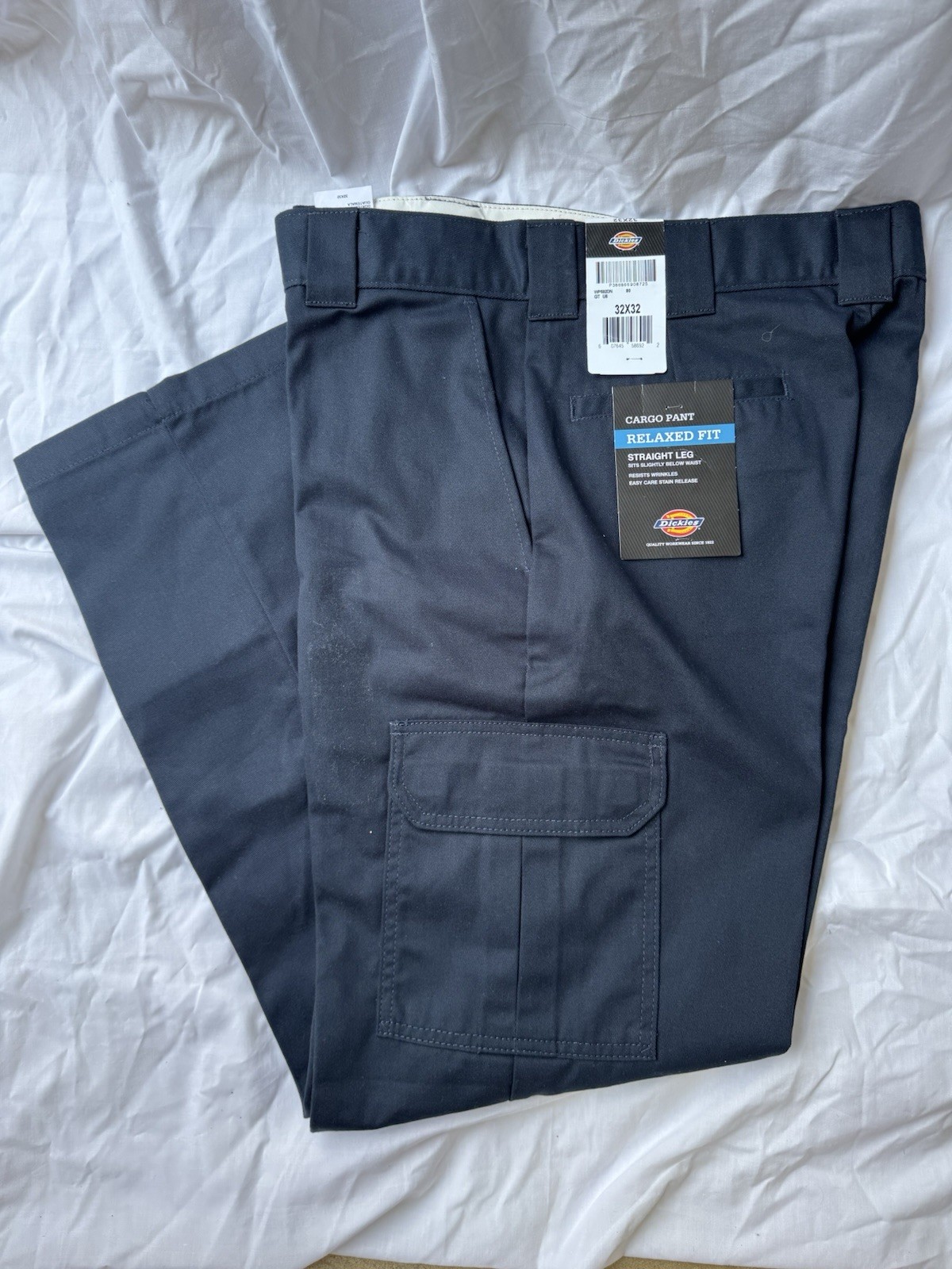 Mens 32×32 DICKIES Relaxed Fit Straight Leg Work Pants WP592DN Navy Blue