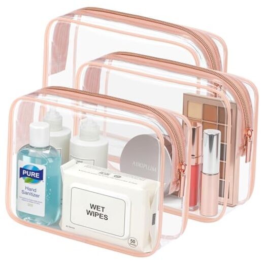 TSA Approved Toiletry Bag – Clear Medium Set (Standard) Active Rose Pink