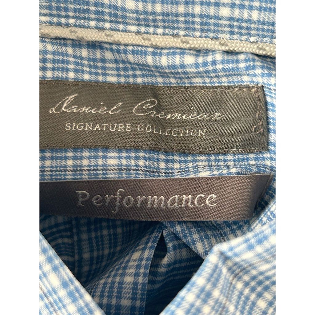 NEW Daniel Cremieux Performance Men’s MEDIUM Blue Plaid Short Sleeve Shirt