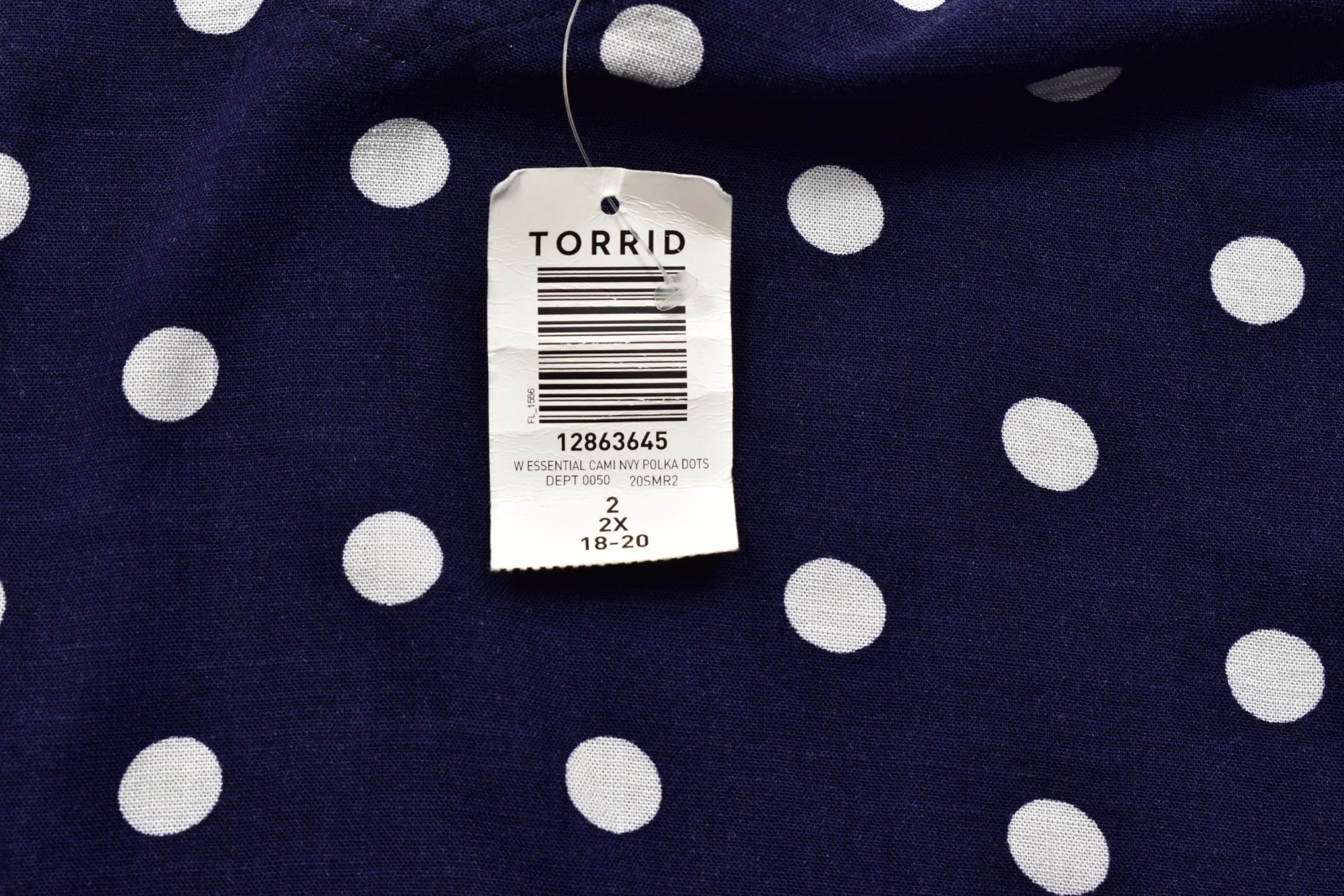 Torrid Women’s Plus Size 2 2X Navy Blue Polka Dot Essential Cami Tank Top NEW