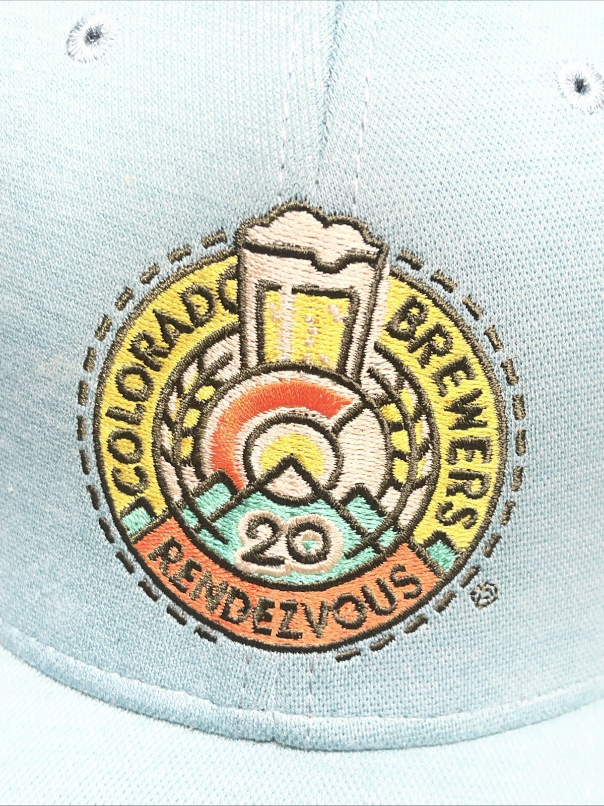 Colorado Brewers Rendezvous Logo Beer Hat Sea Foam Color Front New Cap