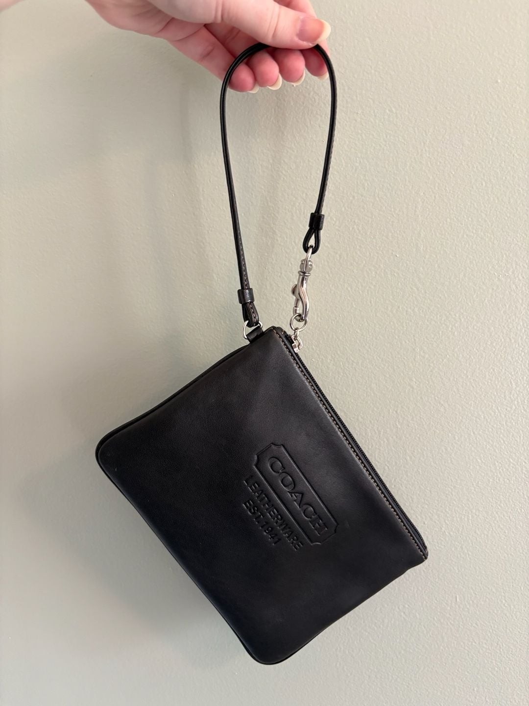 Coach Leatherware Est. 1941 Debossed Leather Wristlet