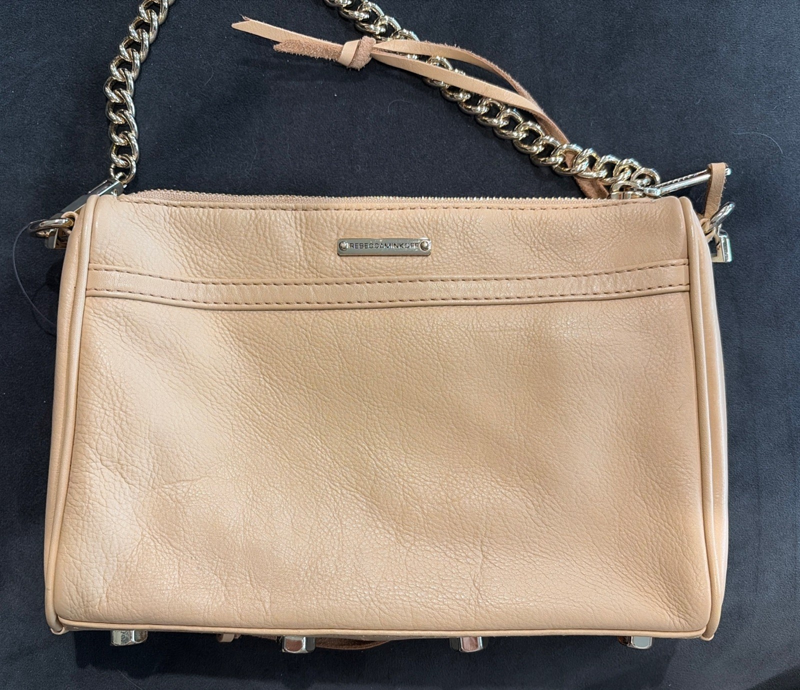 REBECCA MINKOFF MINI MAC NUDE CROSSBODY Leather Handbag PURSE Chain Strap