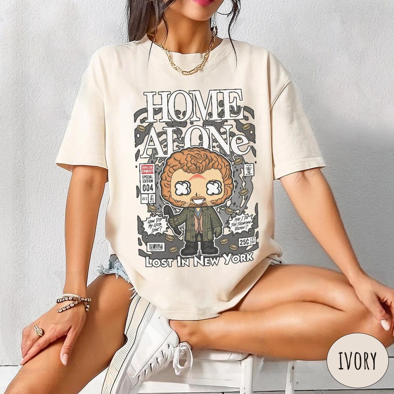 Home Alone Kevin McCallister Vintage Christmas Movie Graphic T Shirt Tee