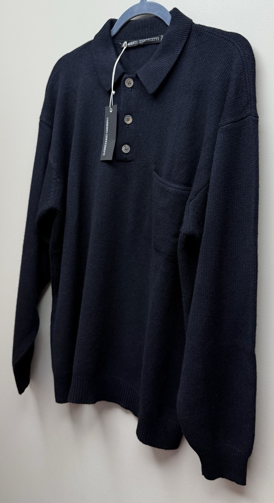 NEW Vintage Umberto Ginocchietti Men’s Black Cashmere Silk Sweater Sz 48 Italy