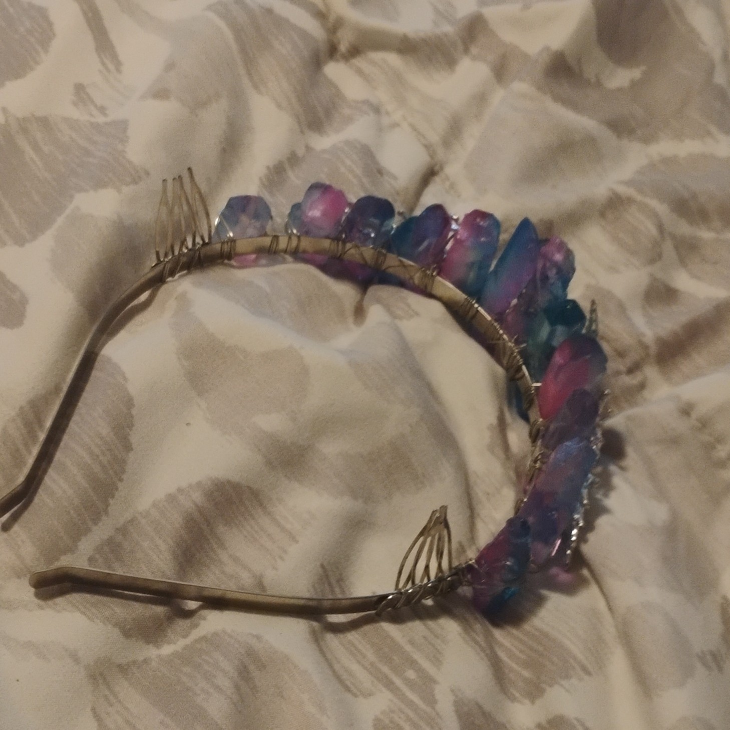 Multicolor Crystal Stone Cluster Metal Headband Hair Accessory for Women