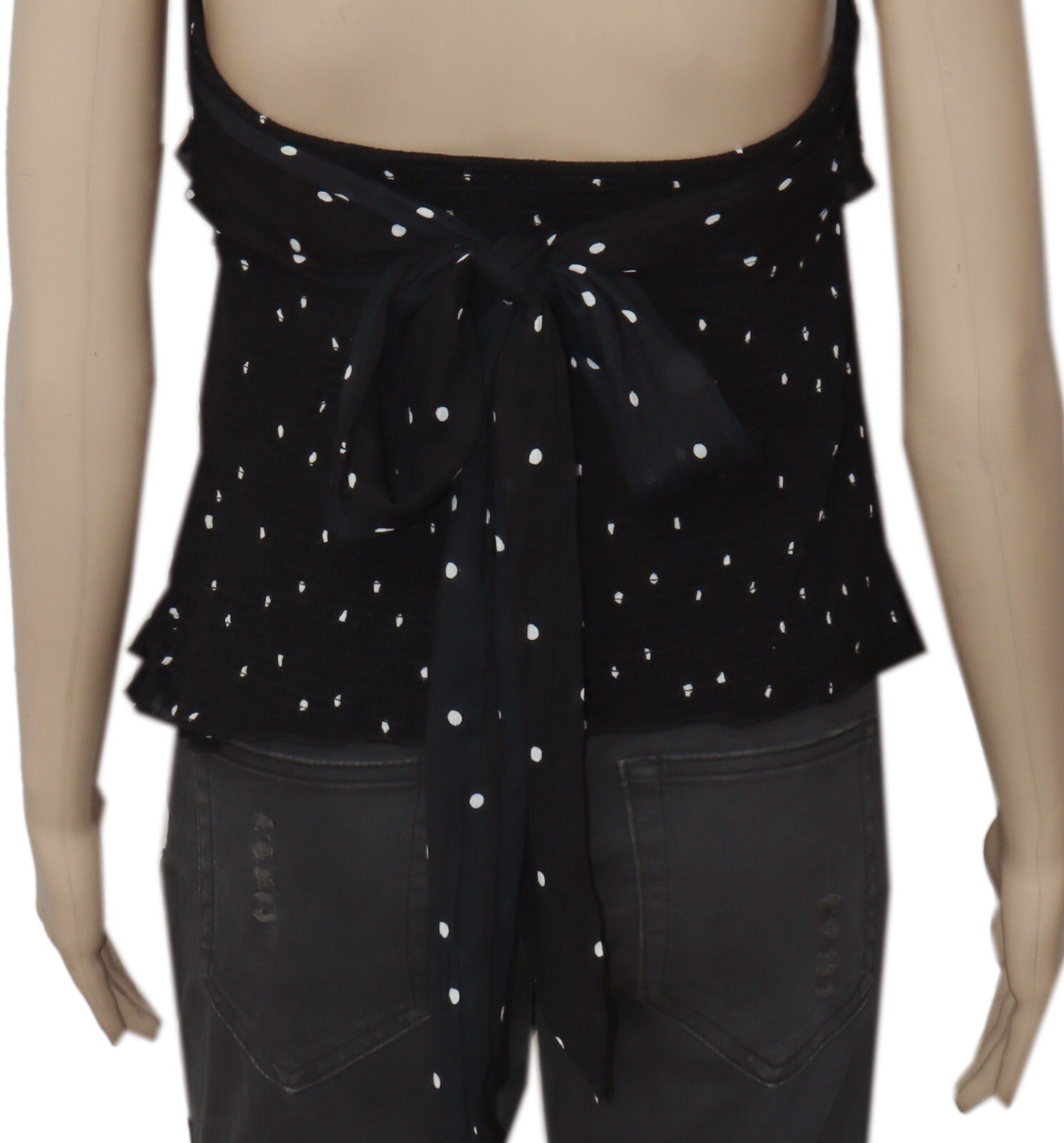 Free People FP One Ruffle Tube Top Black Polka Dot Printed Smocked Strapless XL