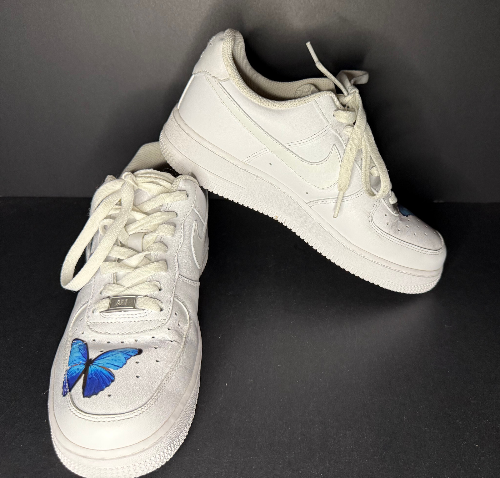Nike Air Force 1 Low Triple White Butterflies Custom Shoes Womans 8 Sneakers