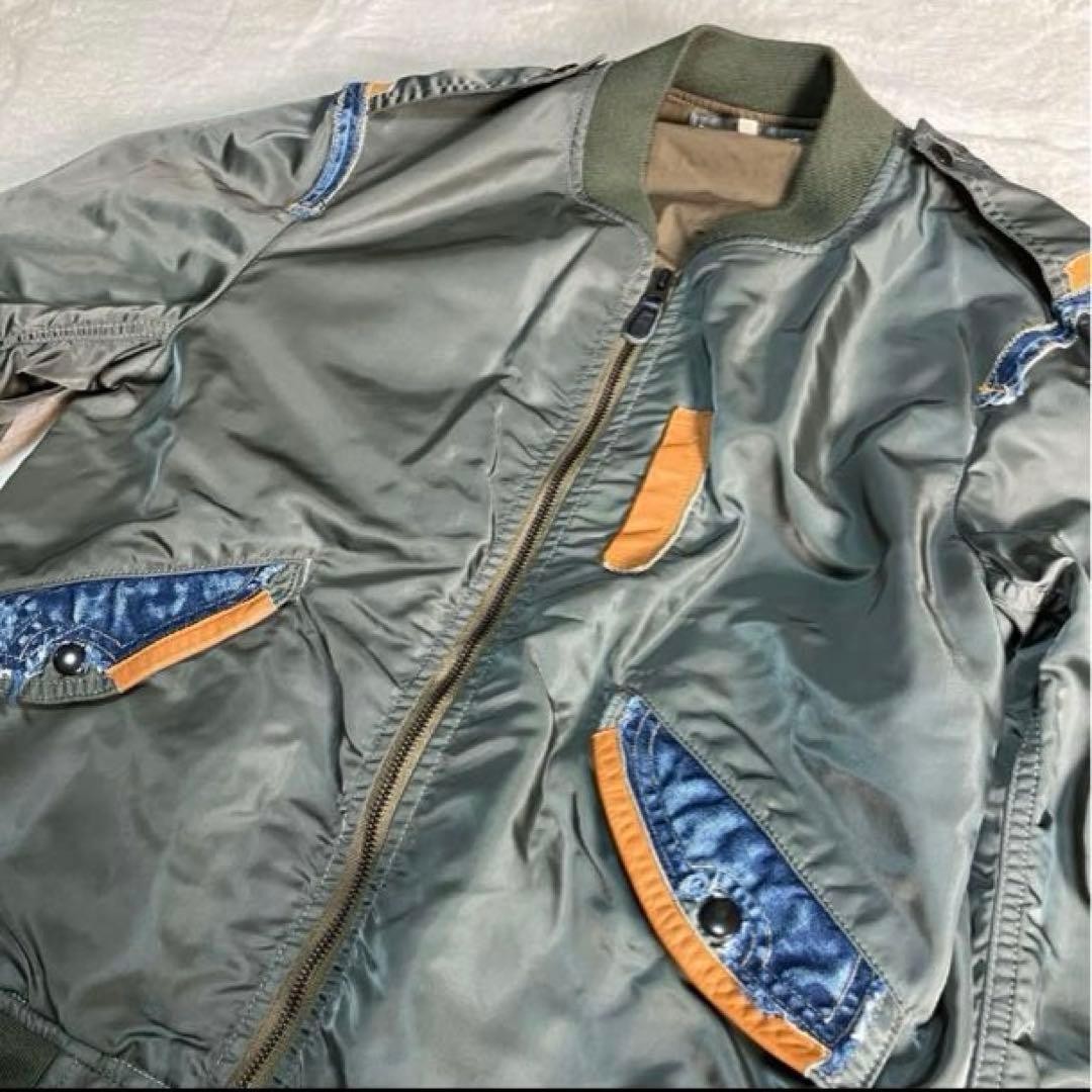 AVIREX TYPE-BLUE L-2 Flight Jacket Blouson Coat Men Size XL Gray Genuine