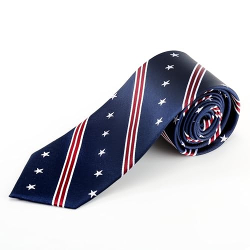 American Flag Ties For Men 3.27″ (8.3CM) USA Flag Neckties Blue Star Striped