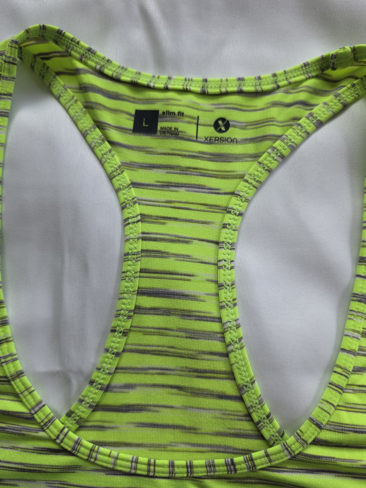 Xersion Lime Green Striped Tank, Size L