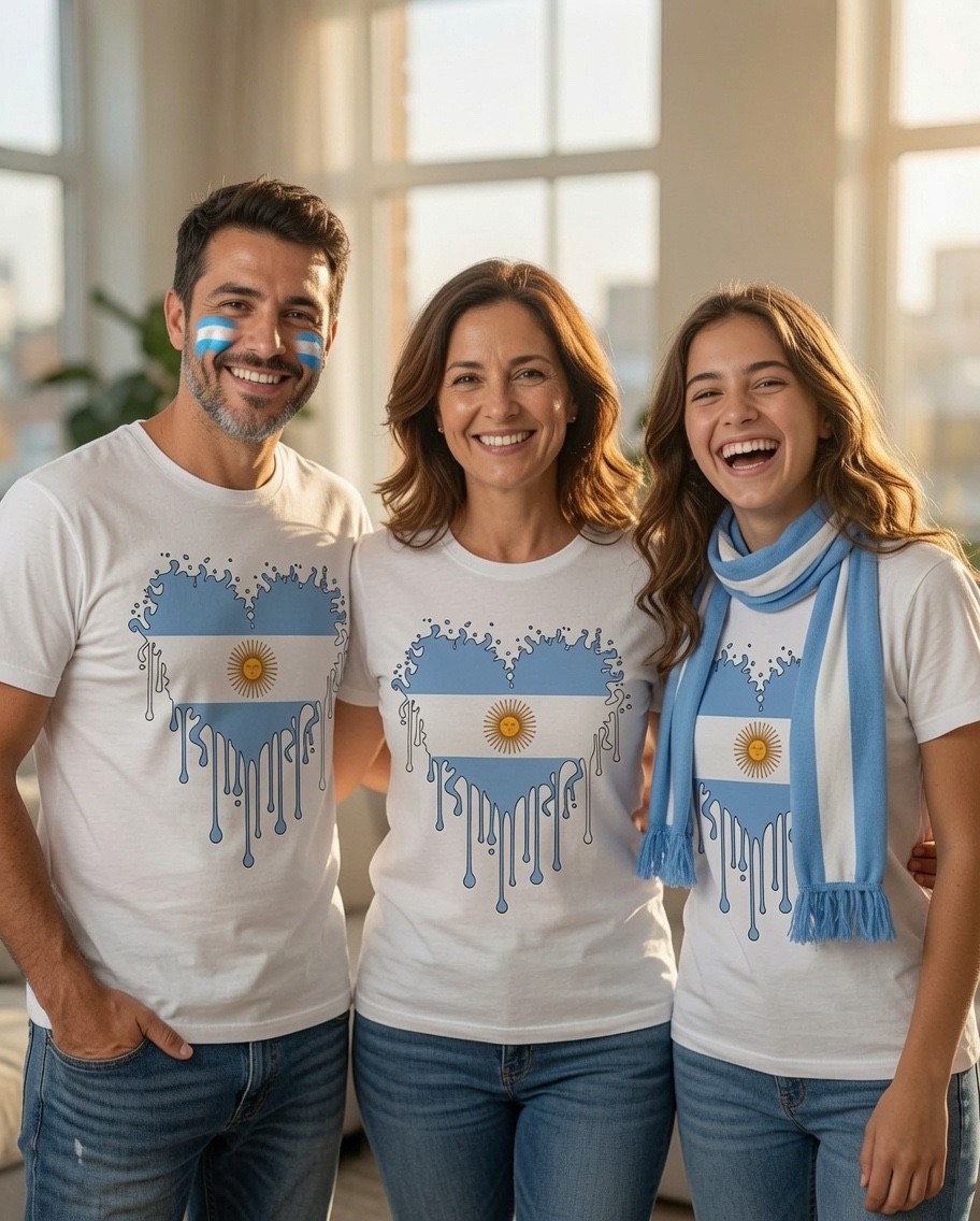 Argentina Heart Flag Shirt Dripping Paint Soccer Fan Tee Love Argentina Unisex
