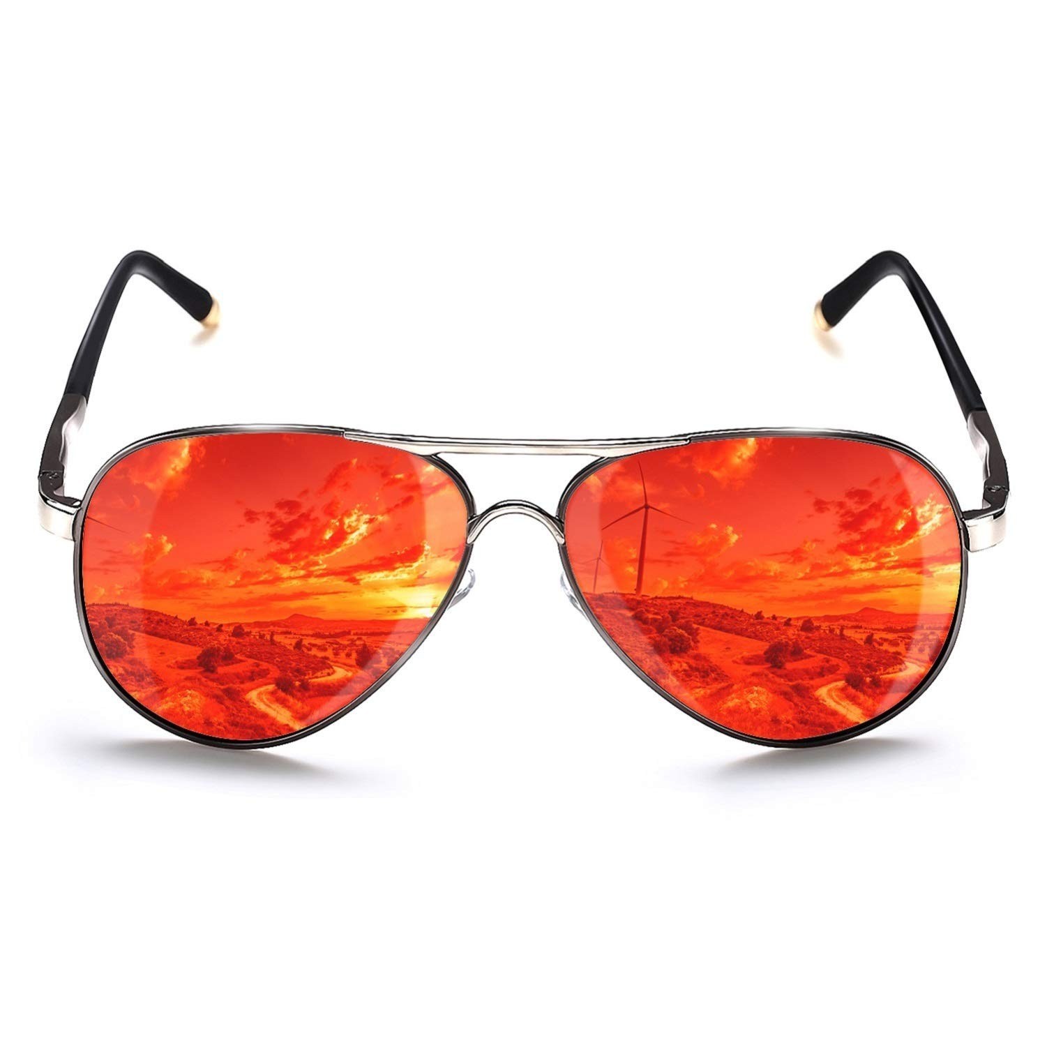 ROCKNIGHT Polarized Aviator Sunglasses UV400 Metal Frame Purple